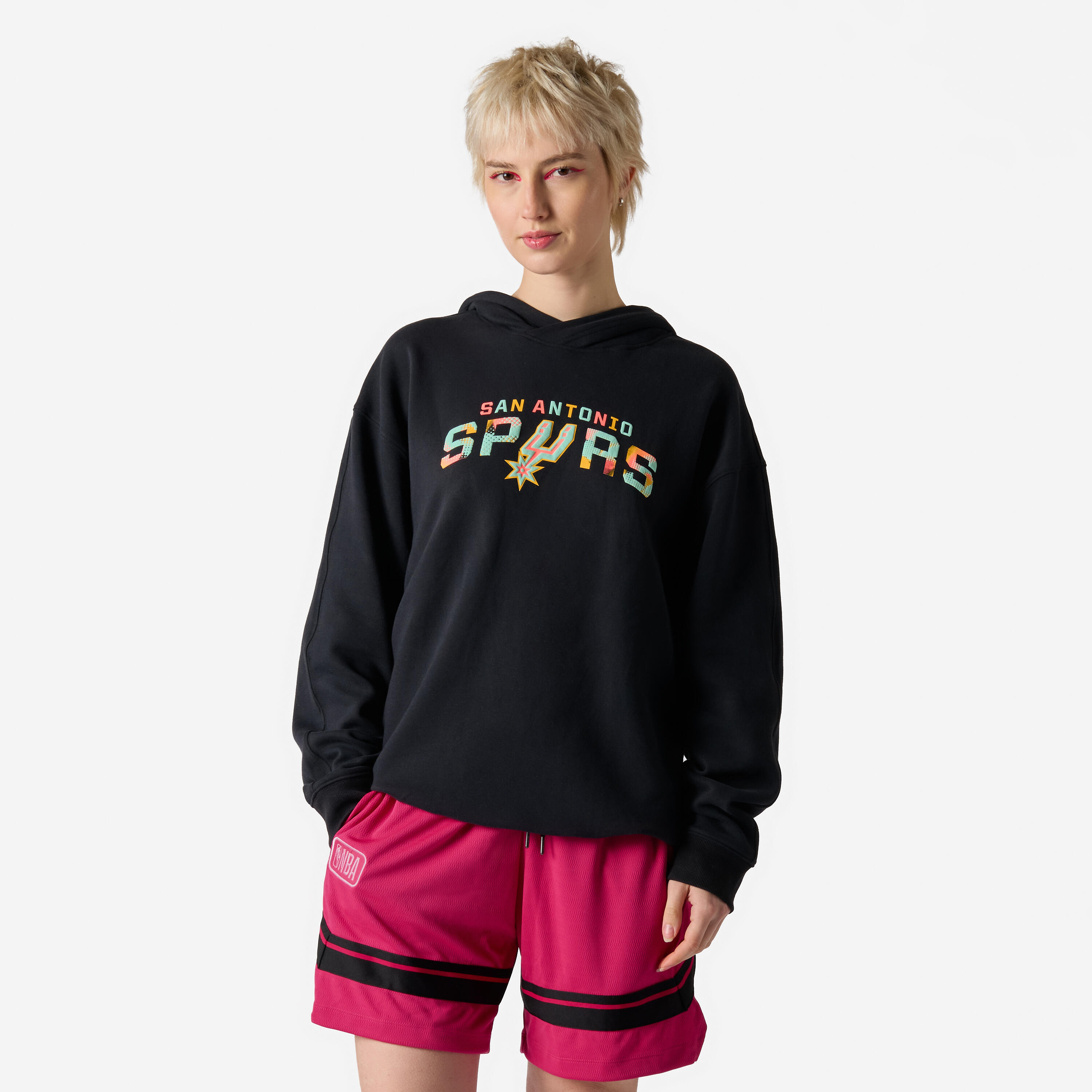 Damen/Herren Sweatshirt mit Kapuze NBA Spurs - schwarz