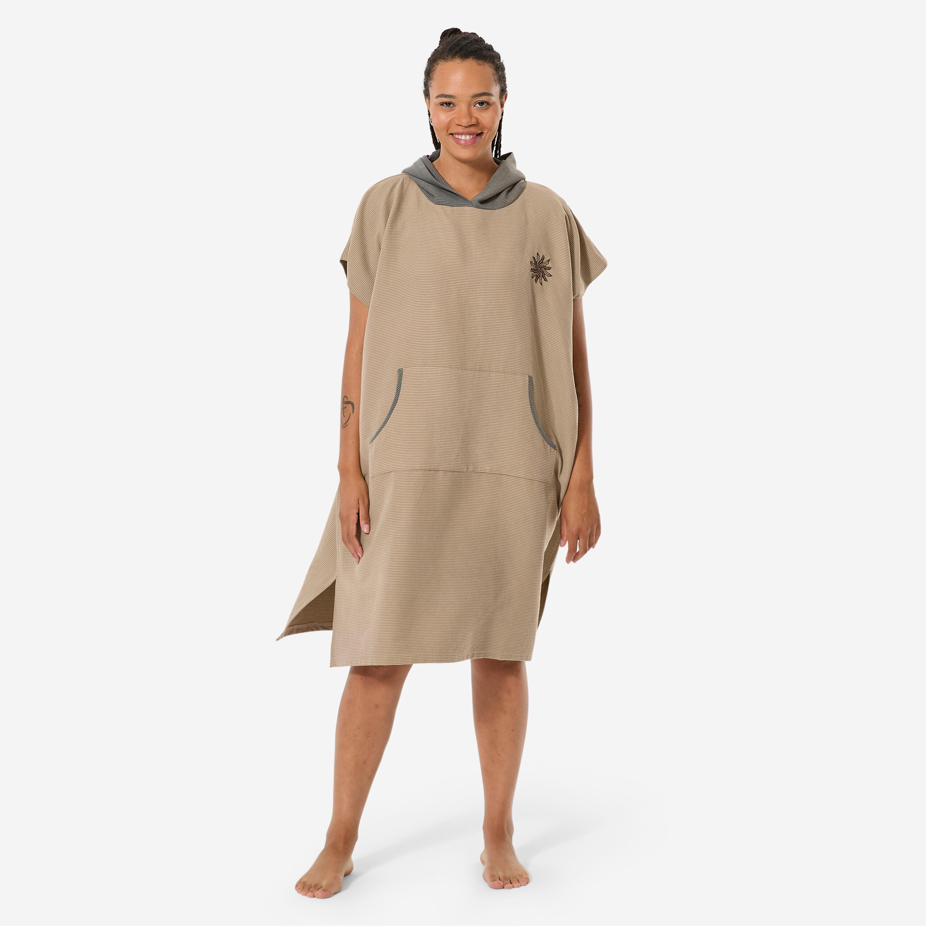 Surf-Poncho Erwachsene Mikrofaser 150 khaki
