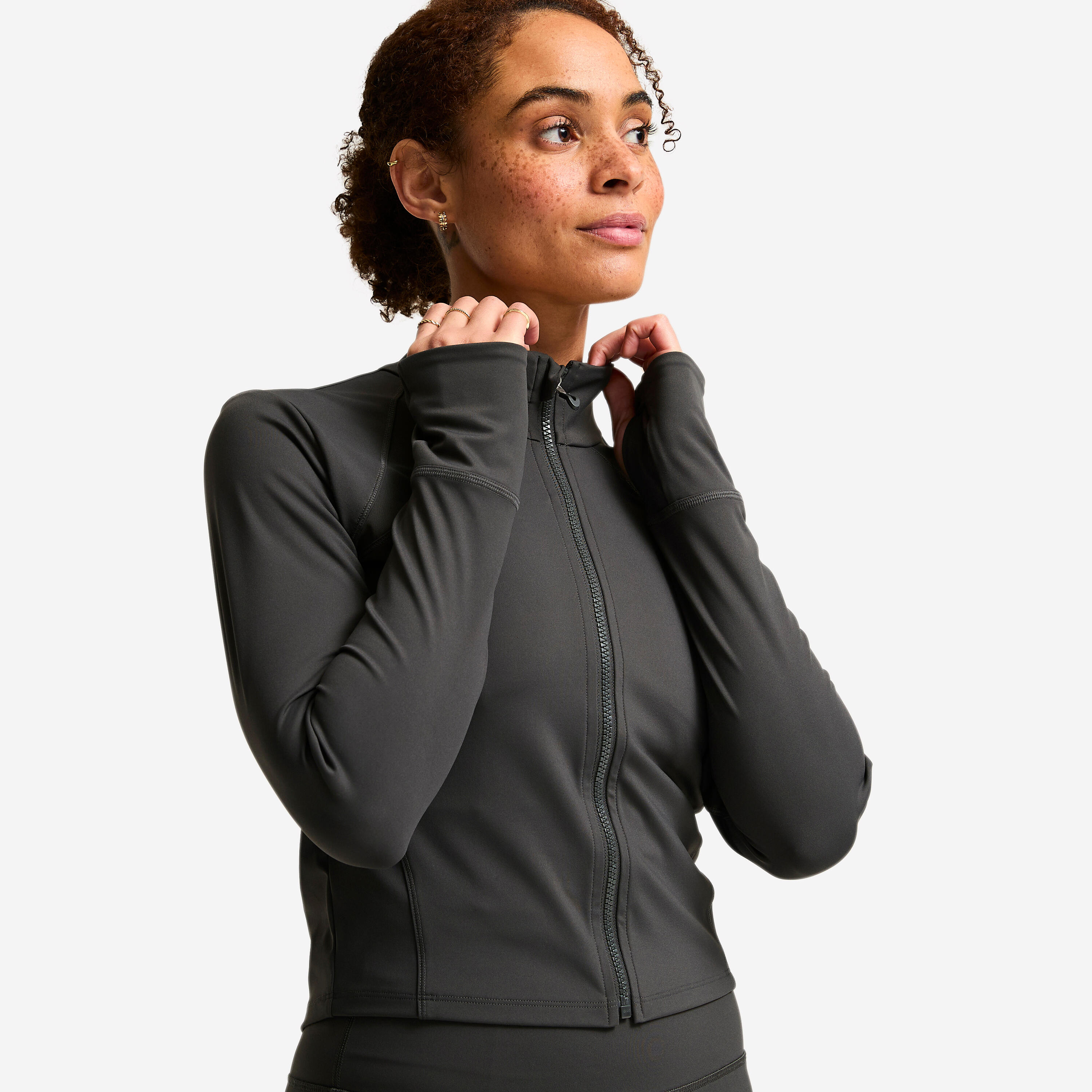 Trainingsjacke Damen tailliert - Shape dunkelgrau