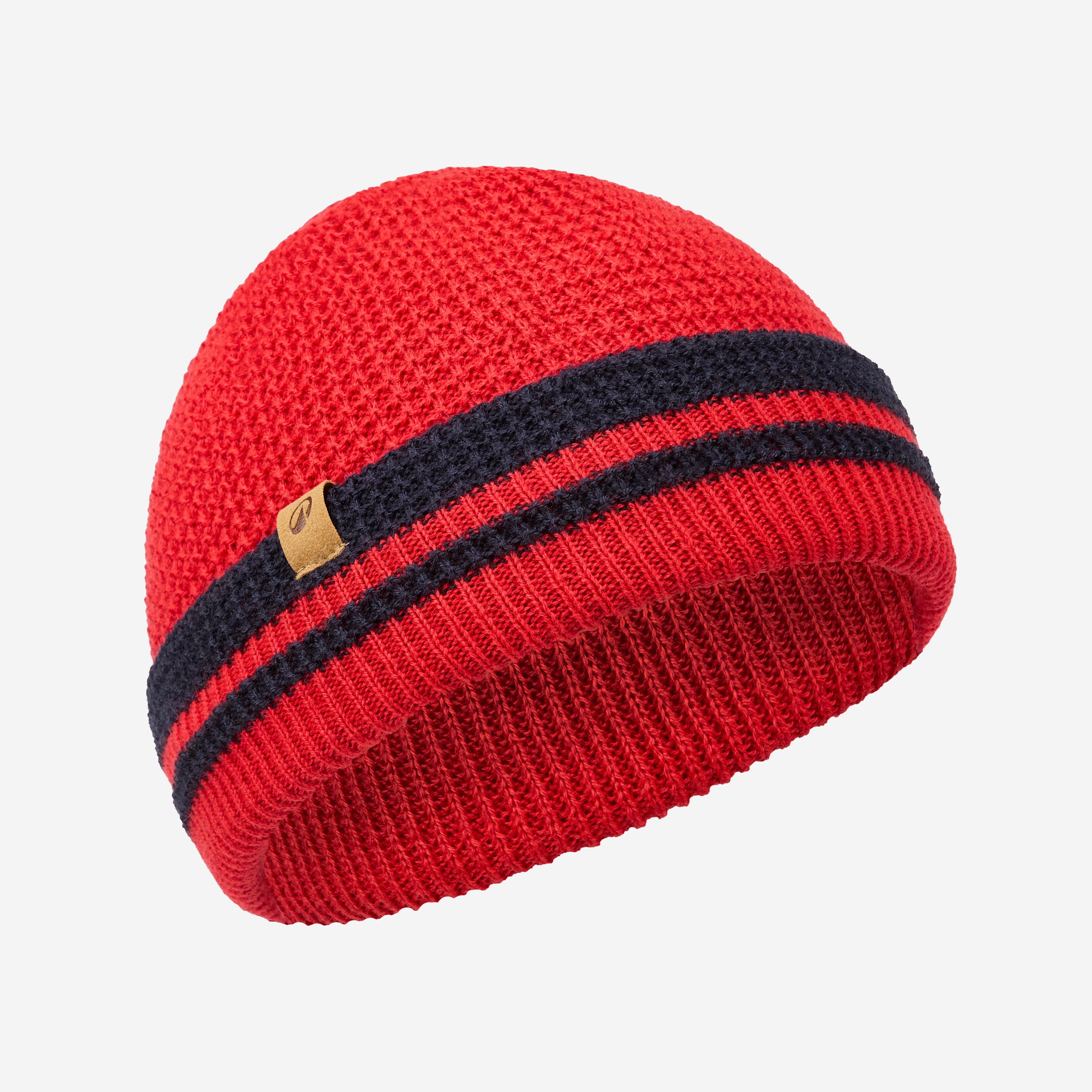 Segelmütze Damen/Herren warm winddicht 500 rot/marineblau gestreift