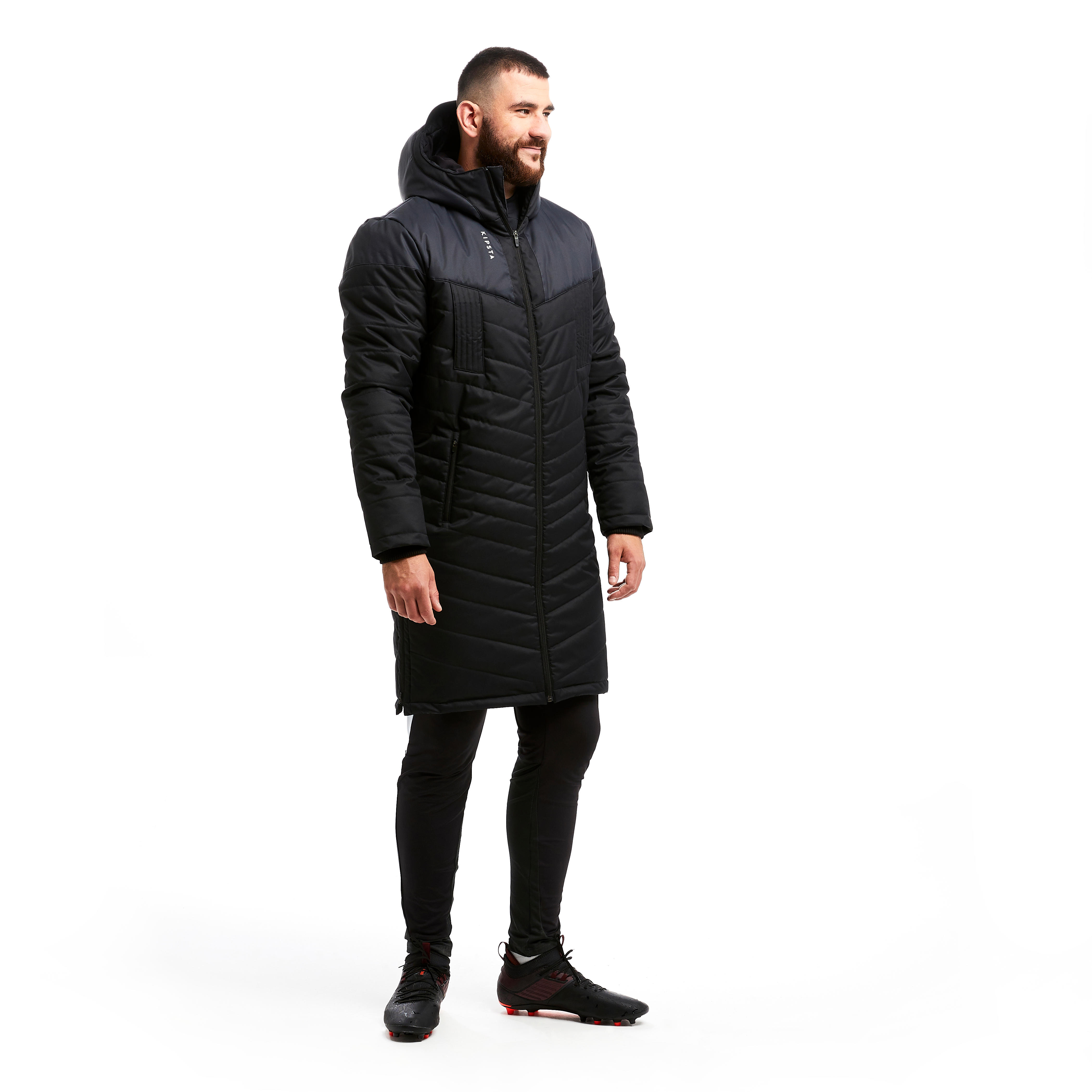 Damen/Herren Fußball Winterjacke lang - Traxium Parka schwarz