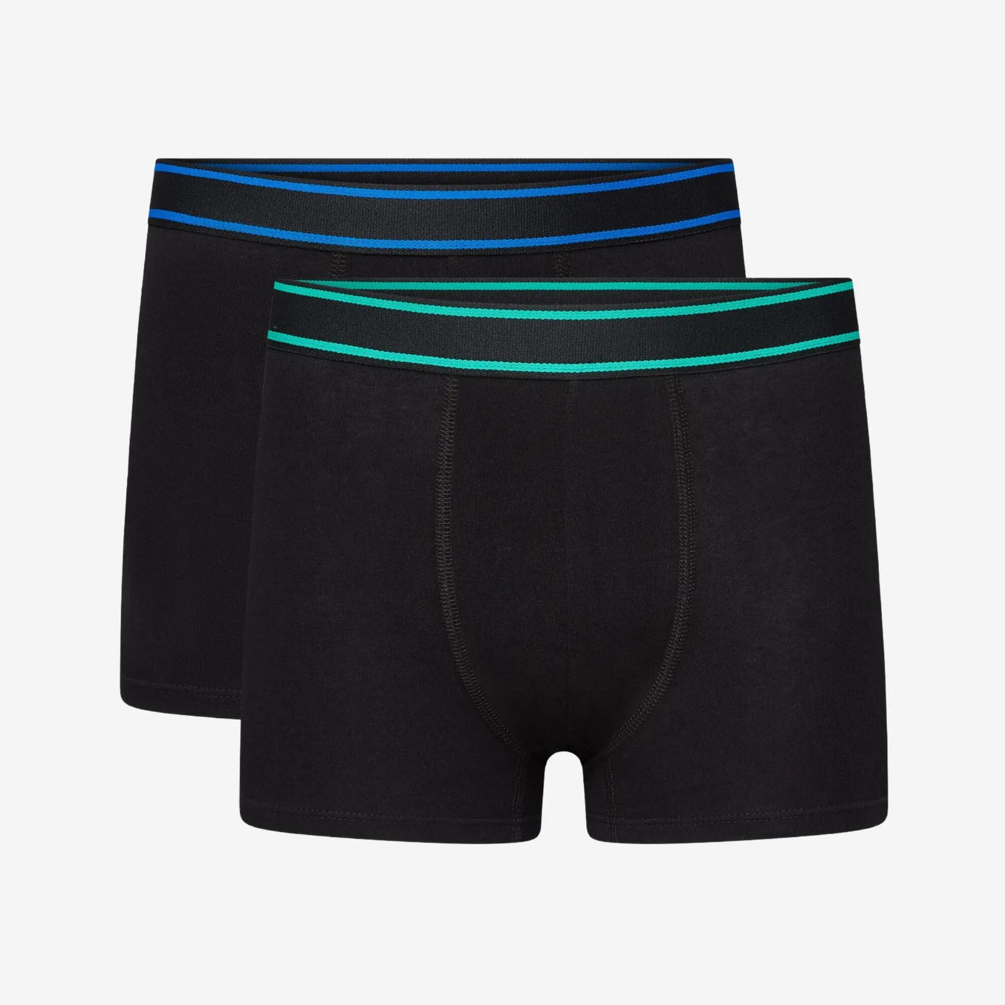 Boxershorts Kinder Baumwolle 2er-Pack - schwarz