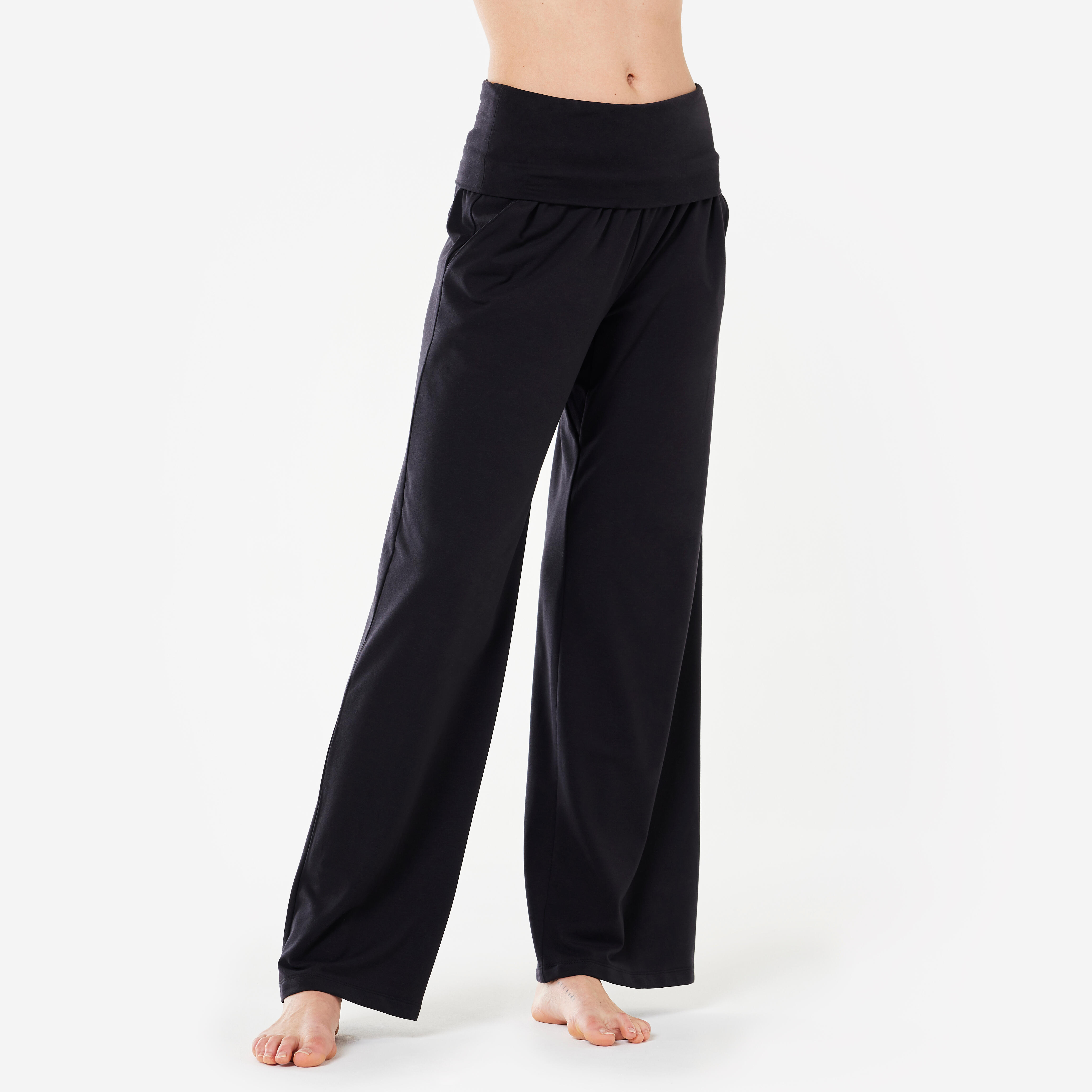 Hose sanftes Yoga Damen - schwarz