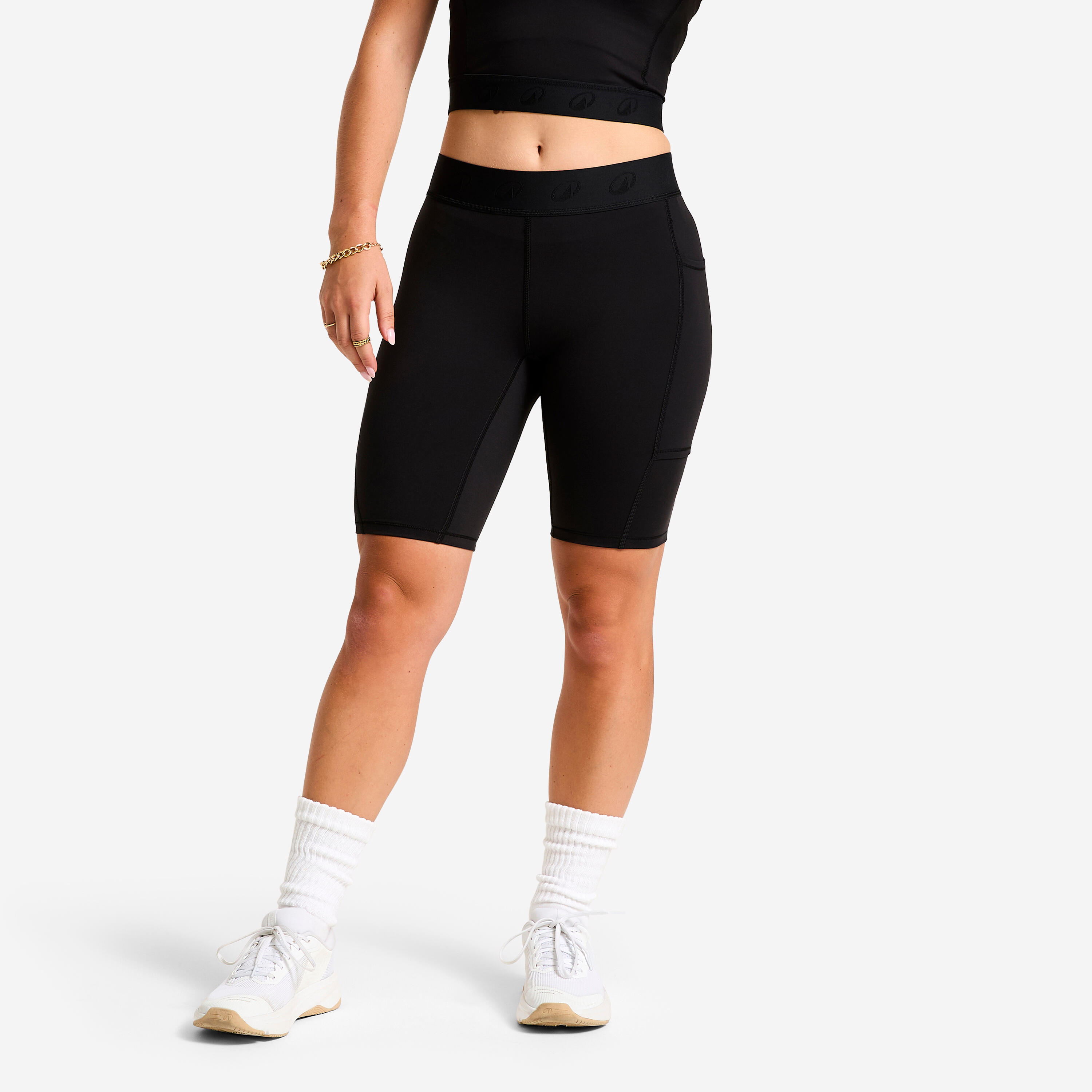 Shorts Damen Cardio dehnbar - schwarz