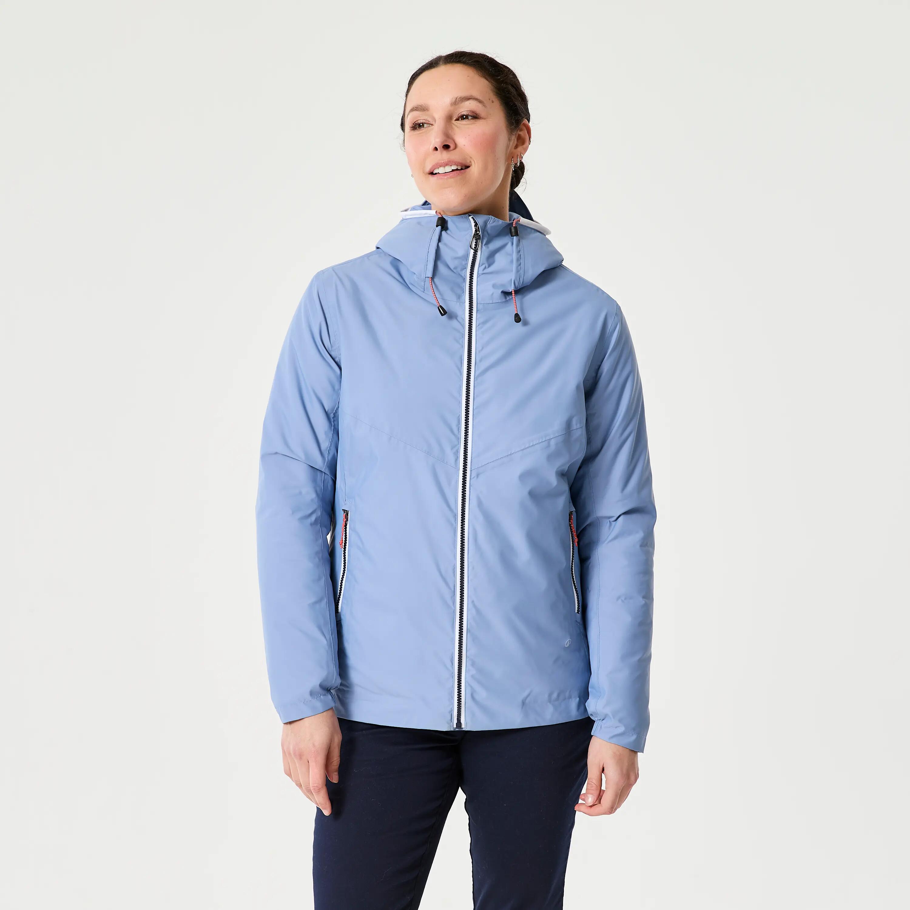 Segeljacke Damen warm wasserdicht 100 hellblau