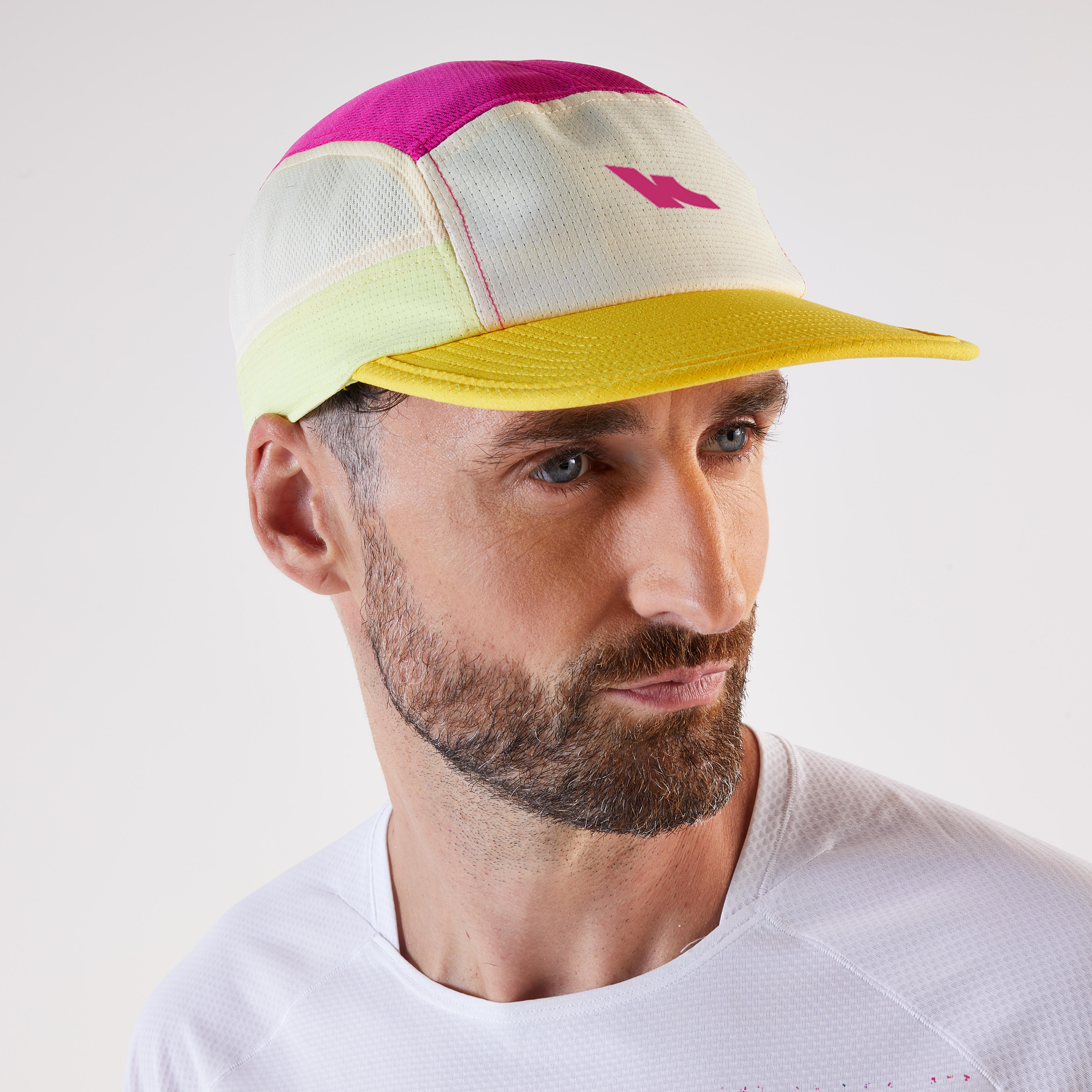 Lauf-Cap Schirmmütze - rosa/gelb