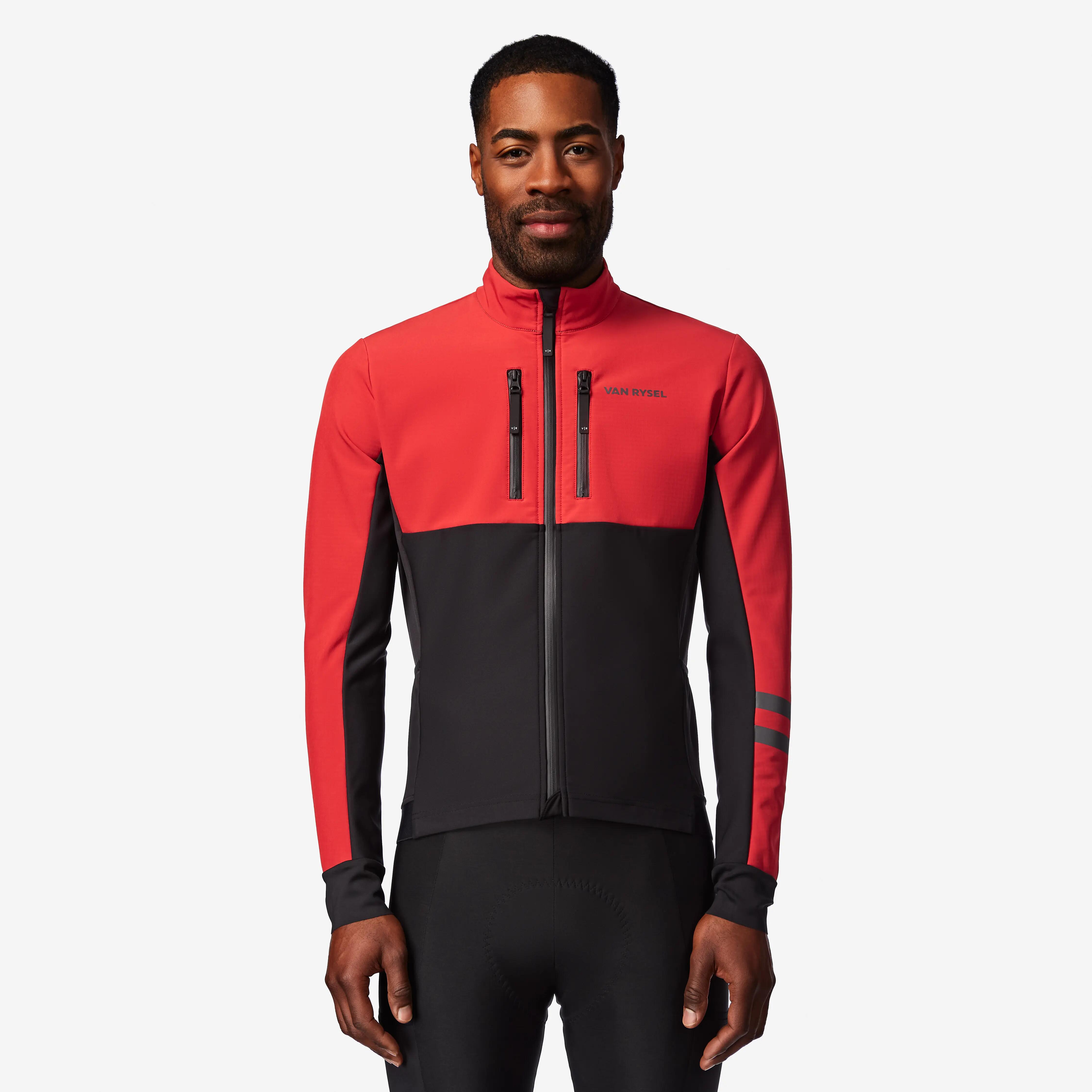 Fahrradjacke Rennrad Winter EDR Herren schwarz/rot