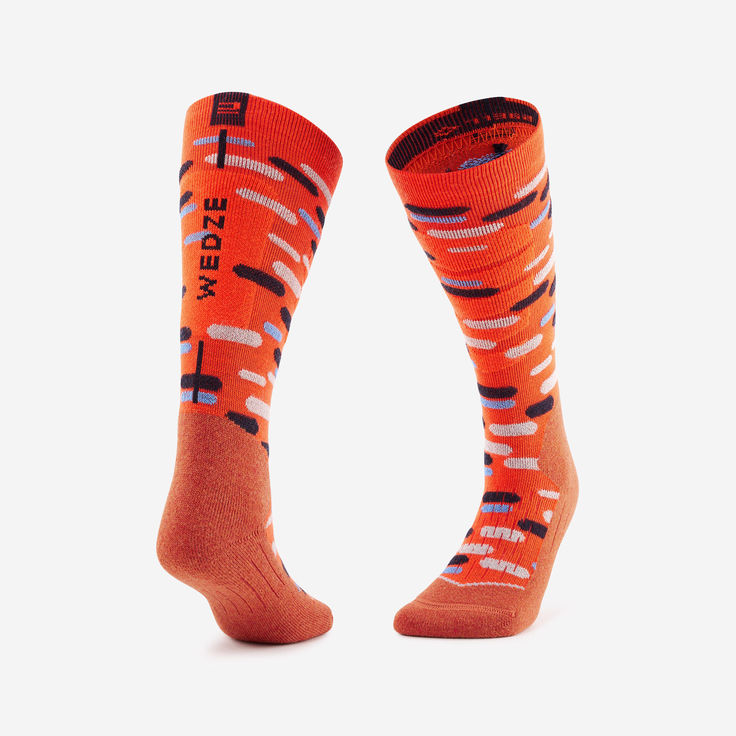 Skisocken Snowboardsocken Kinder - 500 orange mit Motiv