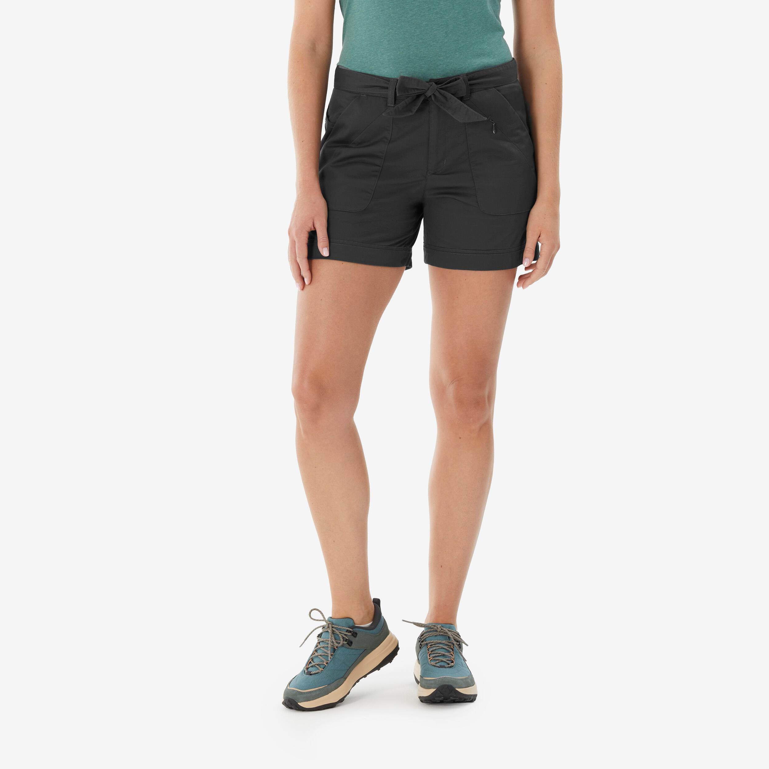 Wandershorts Damen 6 Taschen - NH500 grau
