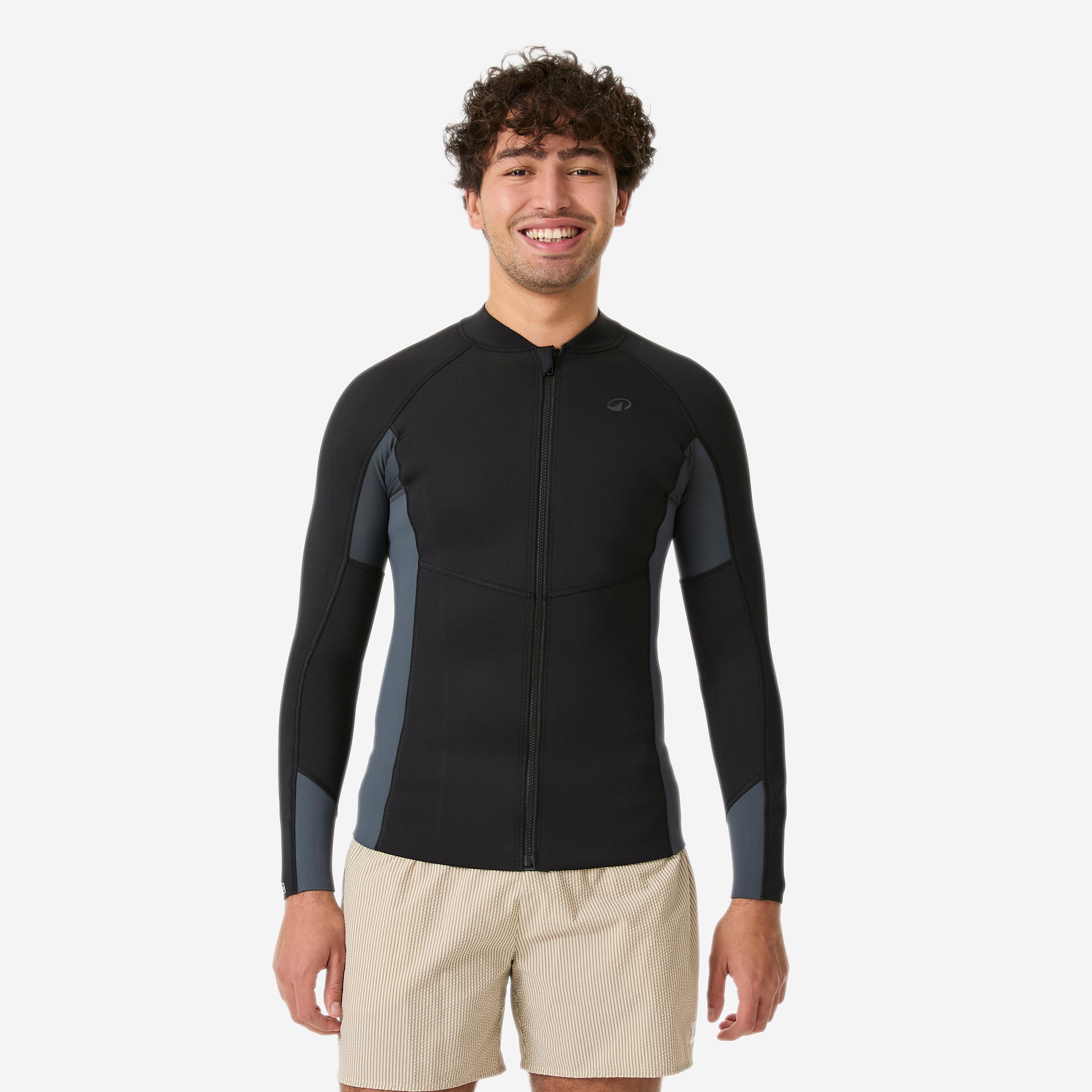 Neoprentop Rashguard langarm Herren Naturkautschuk Yulex 1,5 mm schwarz