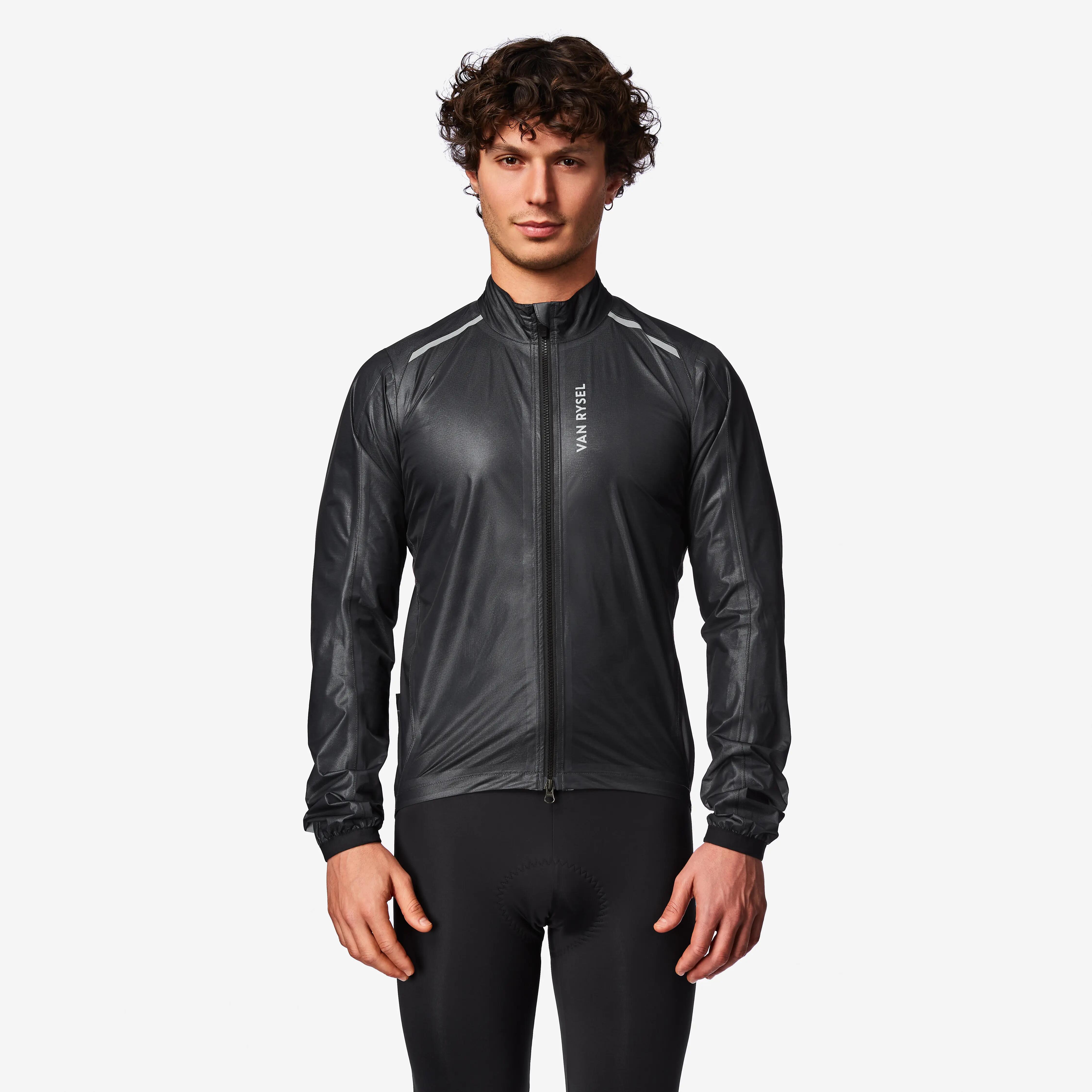 Regenjacke Rennrad langarm „RCR Ultralight“ Herren schwarz