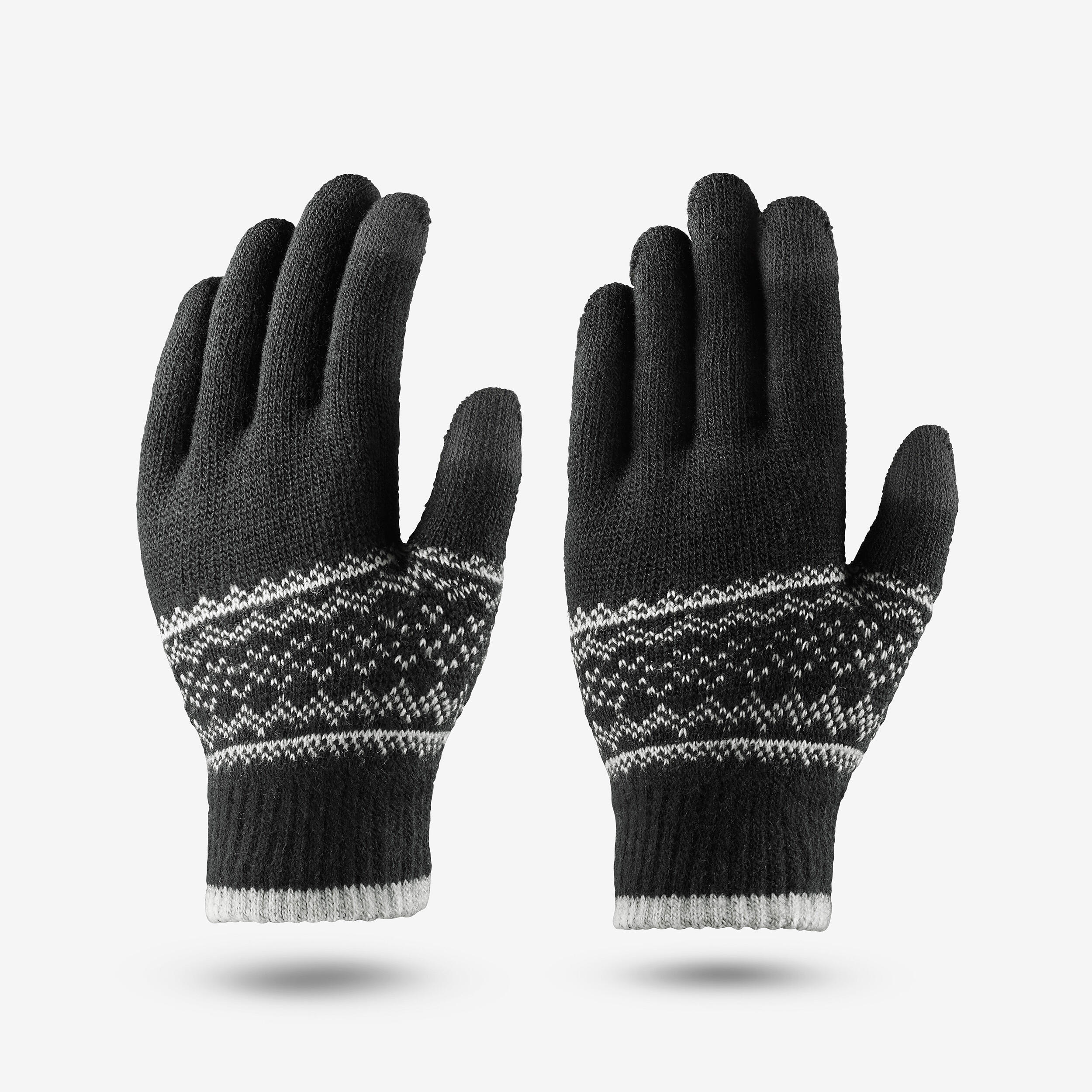 Handschuhe Kinder Gr. 110–164 cm touchscreenfähig Strick - Hike100 grau/weiß