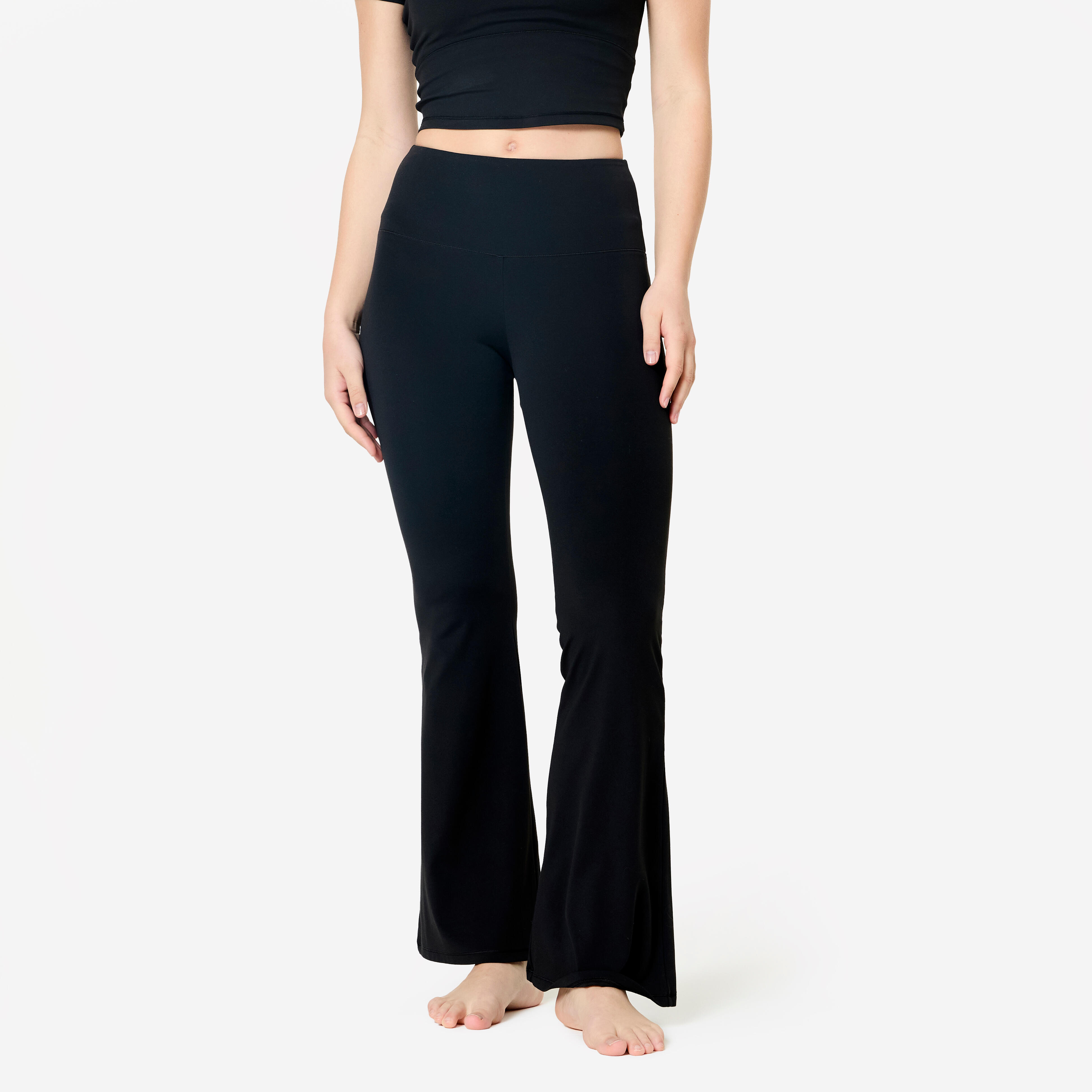 Leggings Schlaghose Yoga Pilates Damen weich – schwarz