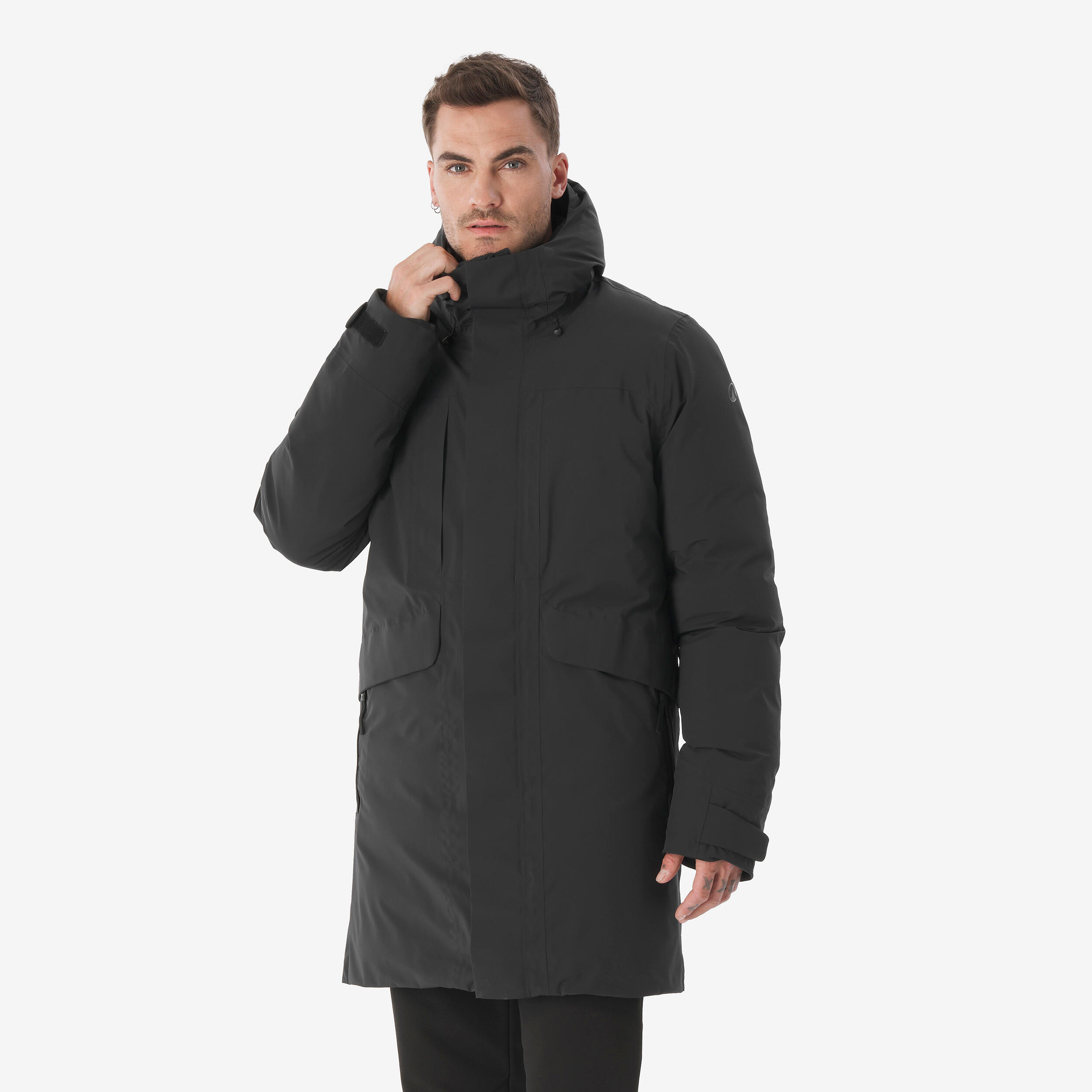 Daunenjacke Herren bis -20 °C Parka wasserdicht Wandern - NH900 schwarz