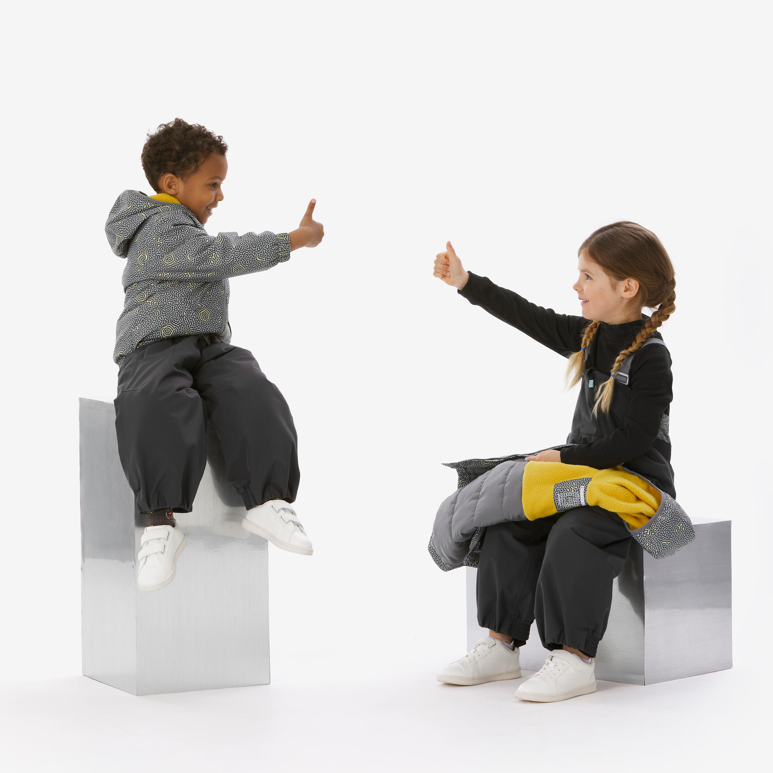 Winterjacke Kinder 2–5 Jahre wasserdicht - 100 grau