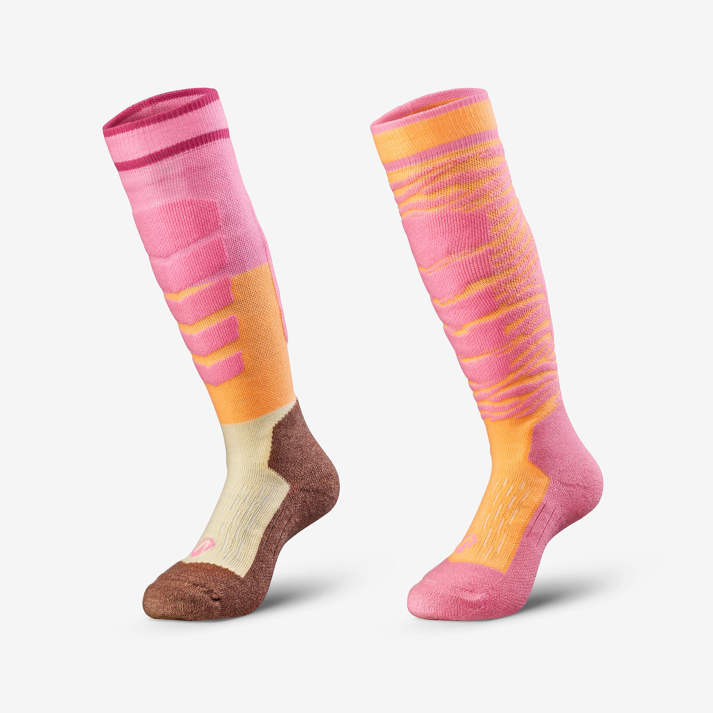 Skisocken Kinder warm Doppelpack - 500 rosa/orange