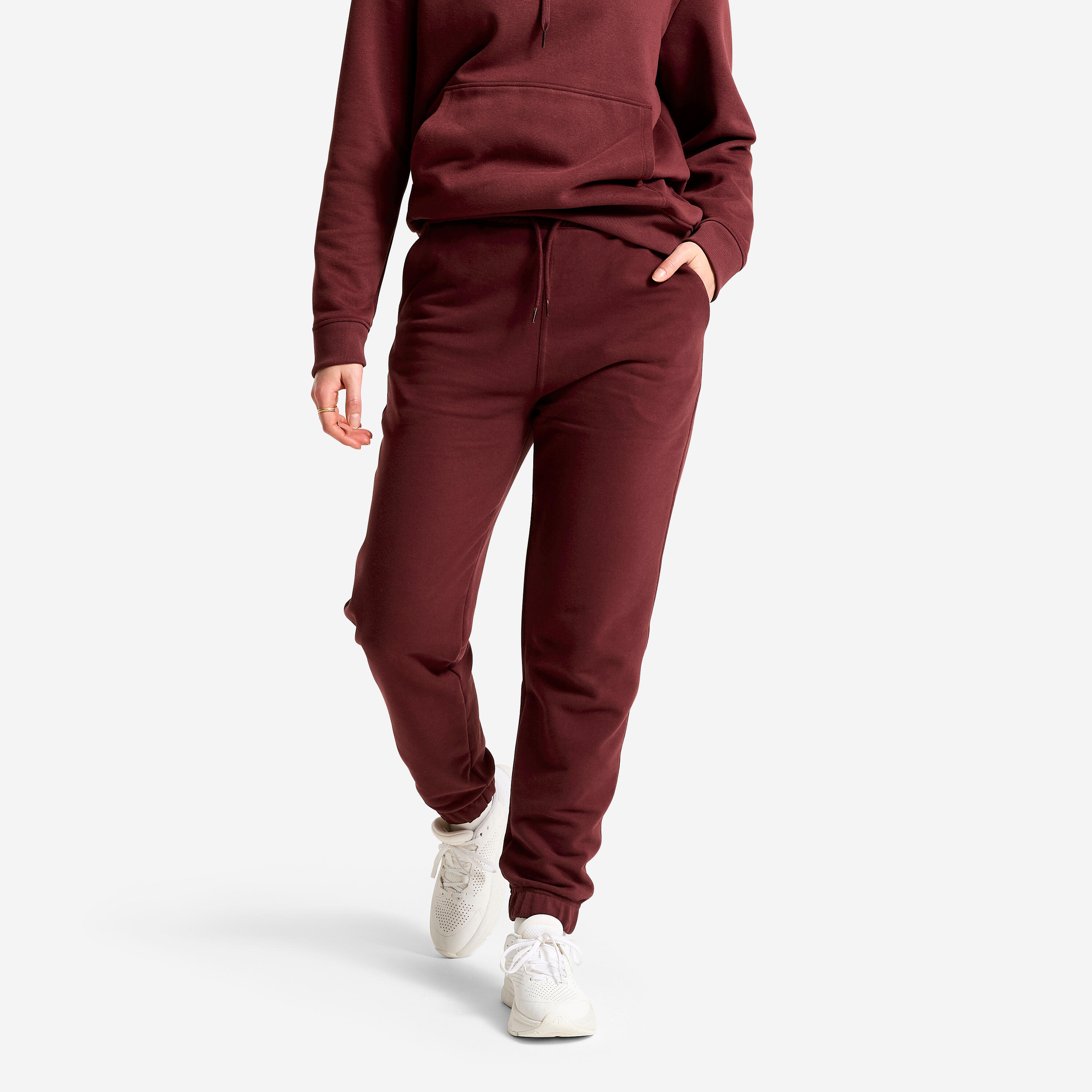 Jogginghose Damen gerade Baumwolle - bordeaux