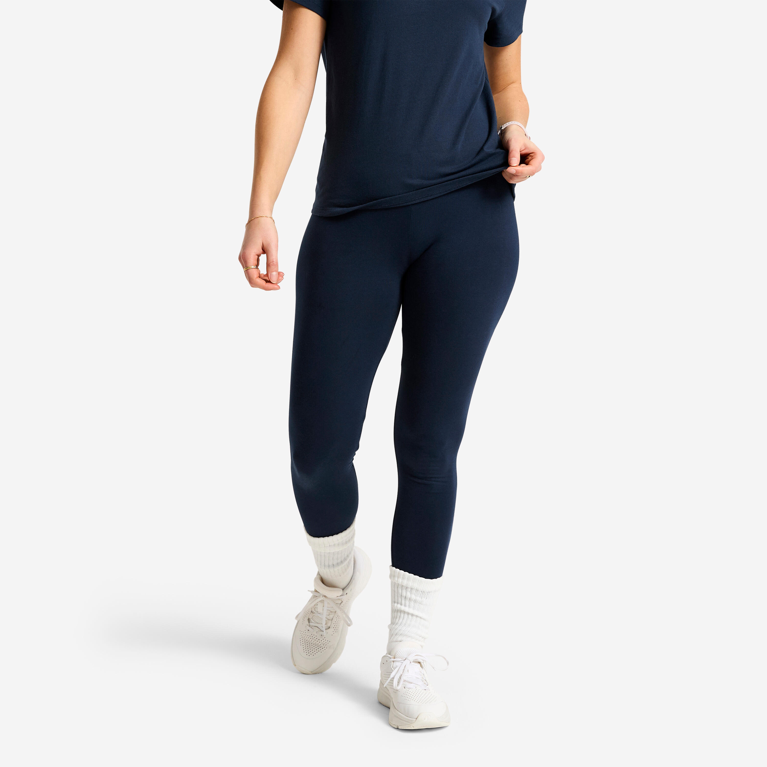 Leggings Damen leicht Baumwolle - marineblau