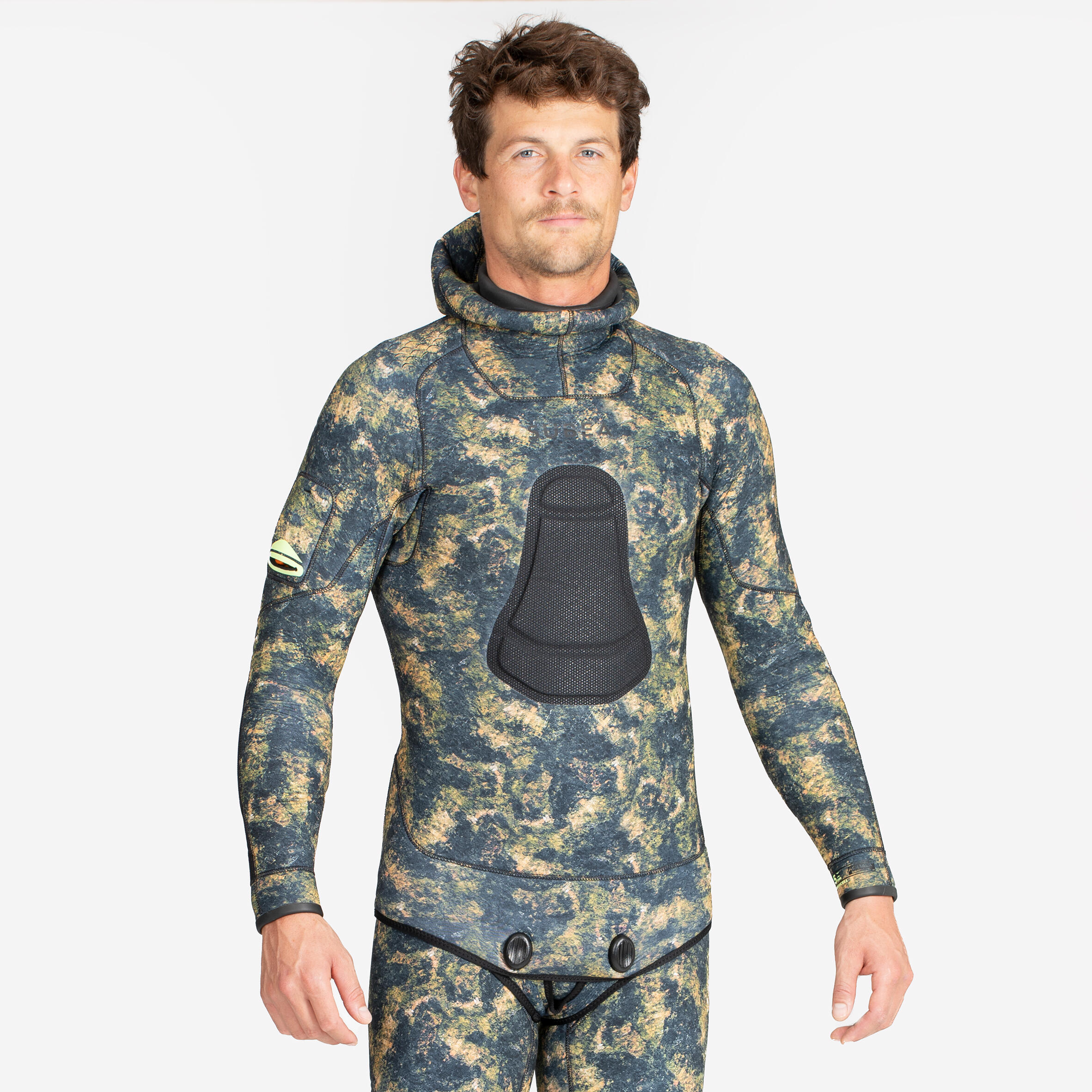 Neoprenjacke Freitauchen Herren Glattneopren SPF900+ 5 mm camouflage