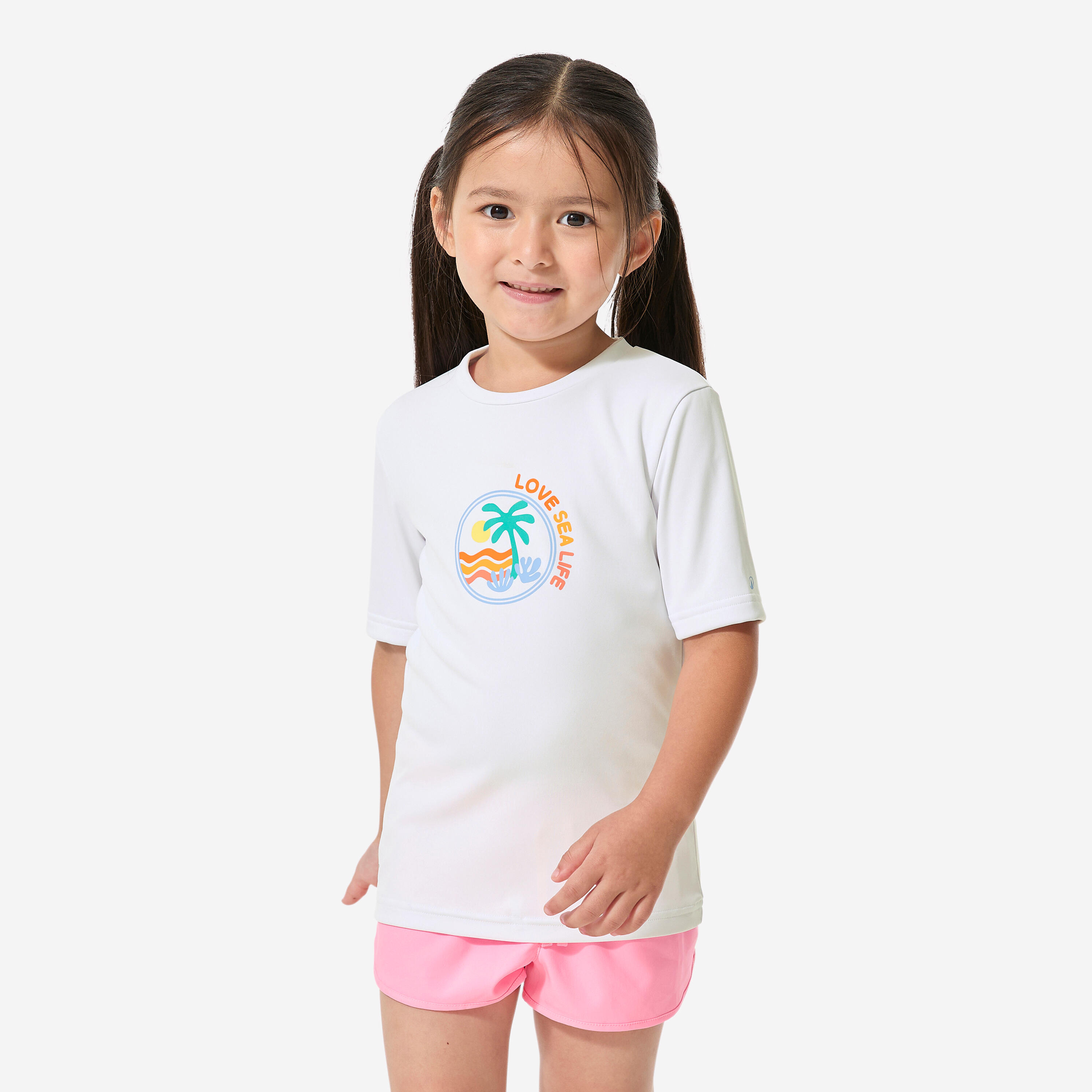 UV-Shirt Surfen Kinder UV-Schutz 50+ 100 Love Life weiß