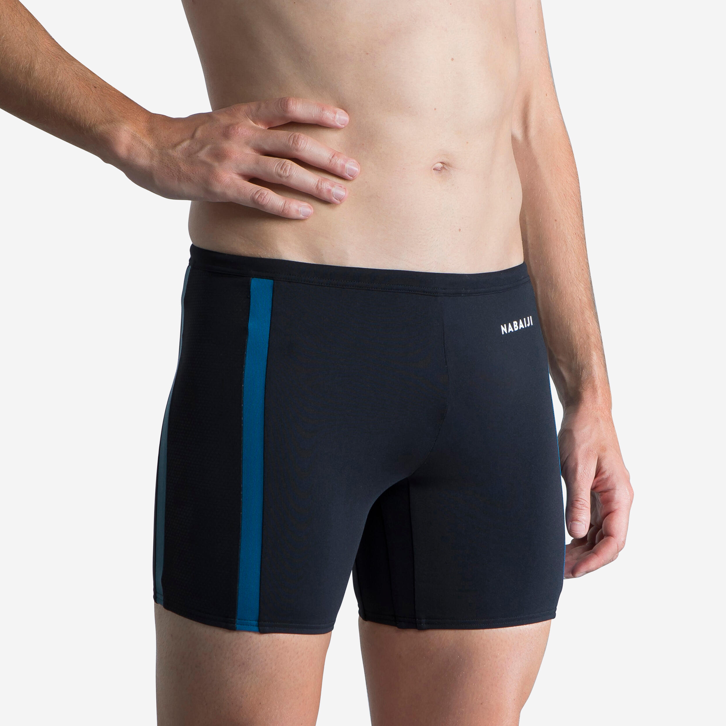 Badehose Boxer lang ‒ Yoko schwarz/grau