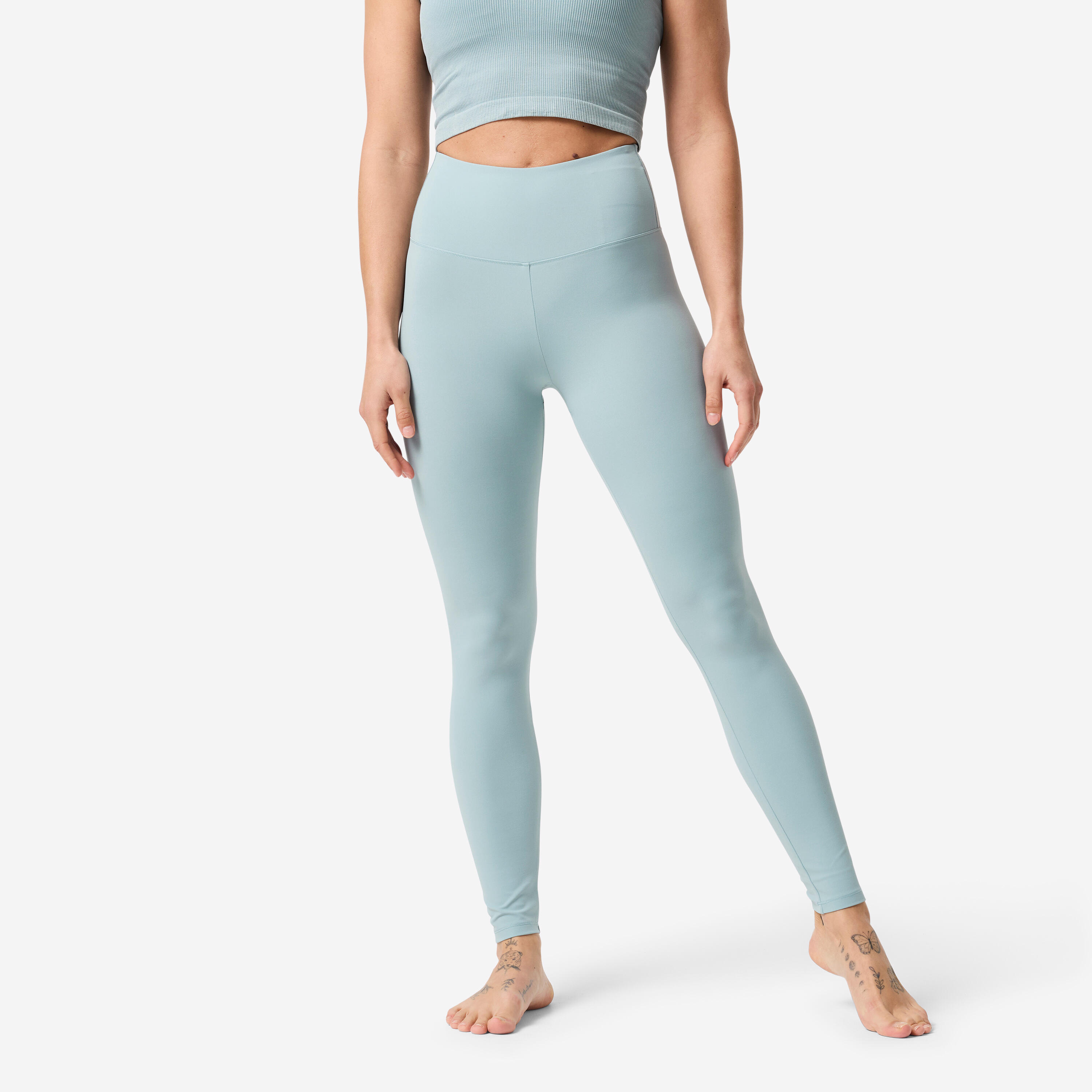 Leggings Damen Yoga Pilates weich - blaugrau