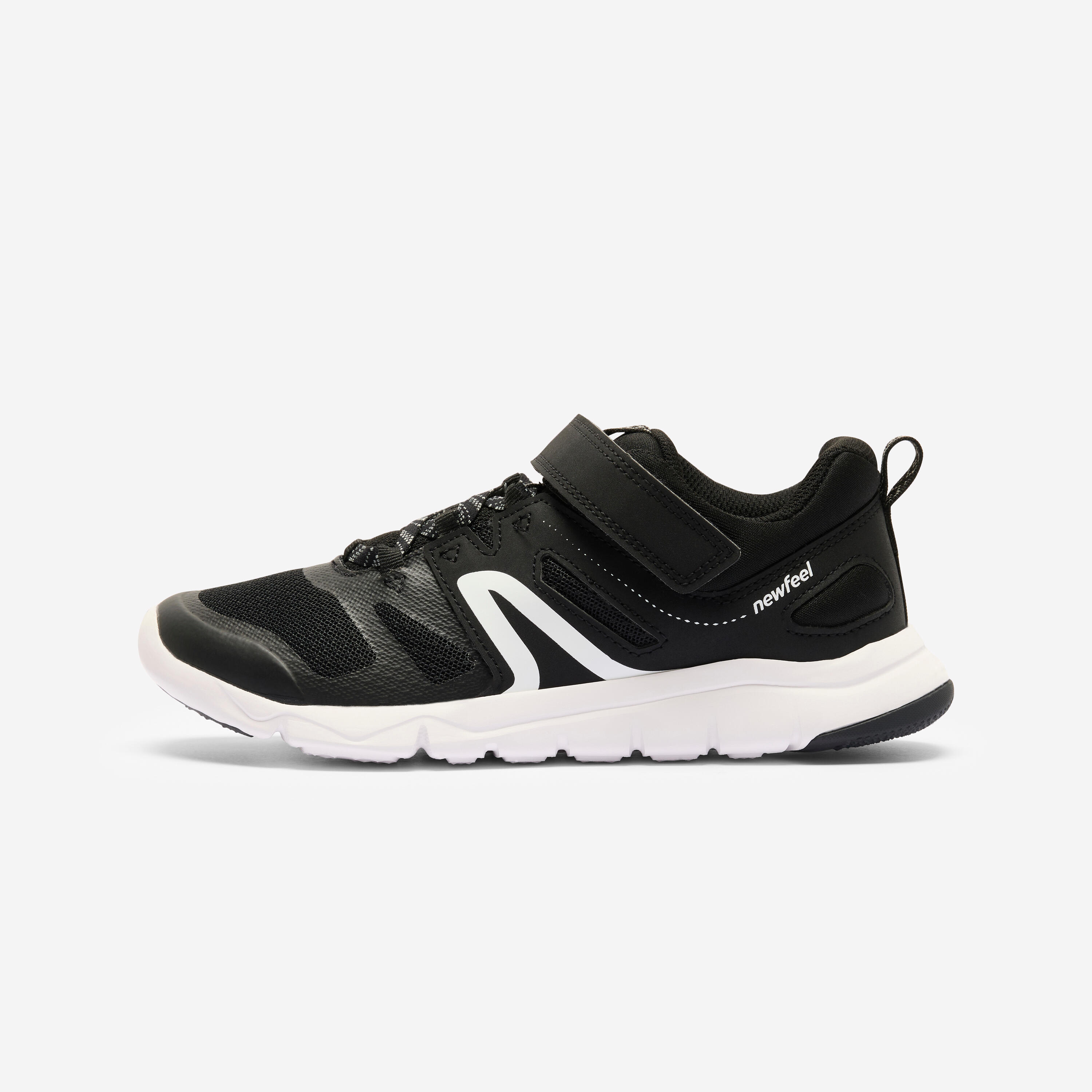 Fitnessschuhe Sneaker Kinder Klett leicht atmungsaktiv - PW540 schwarz/grau