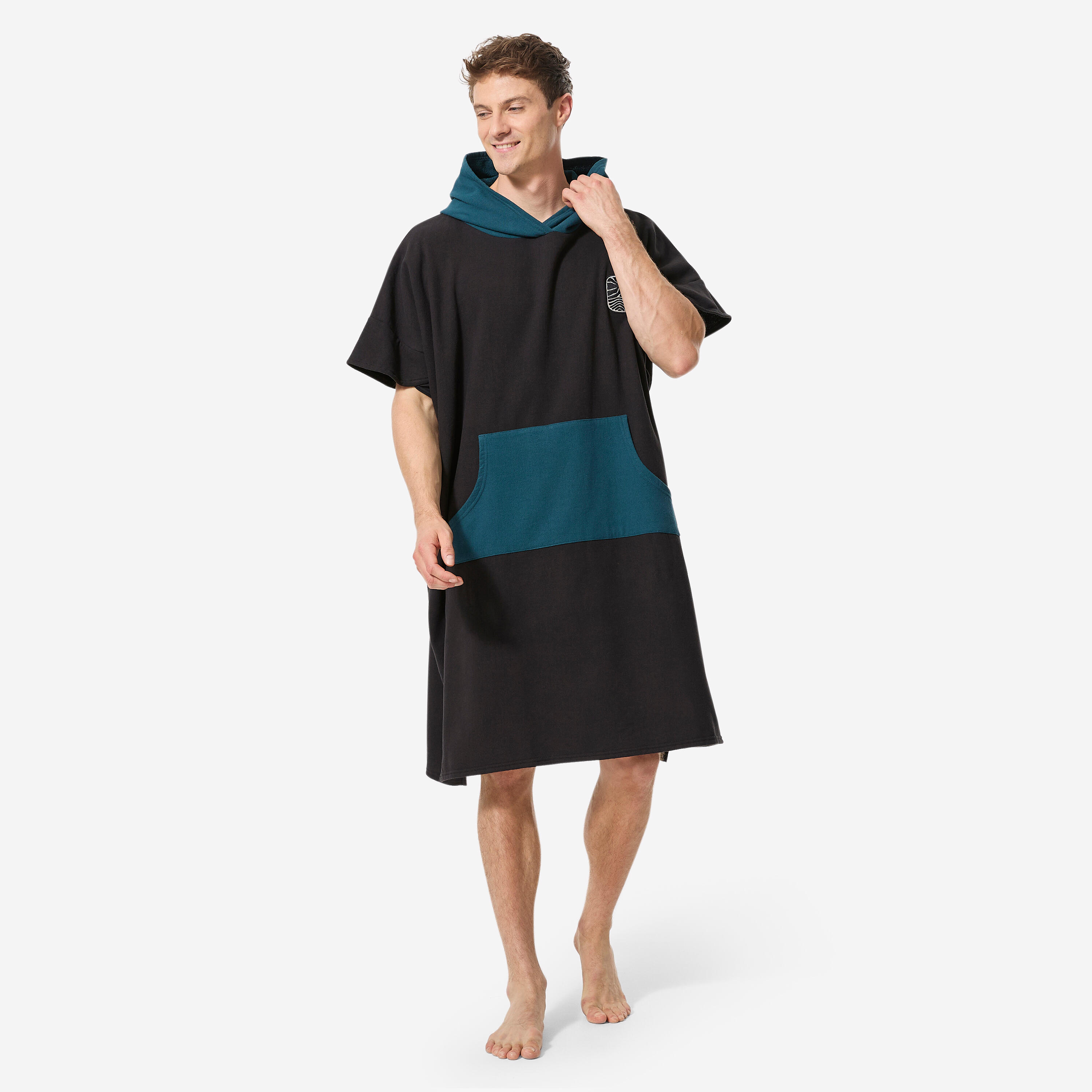 Surf-Poncho Damen/Herren 500 schwarz