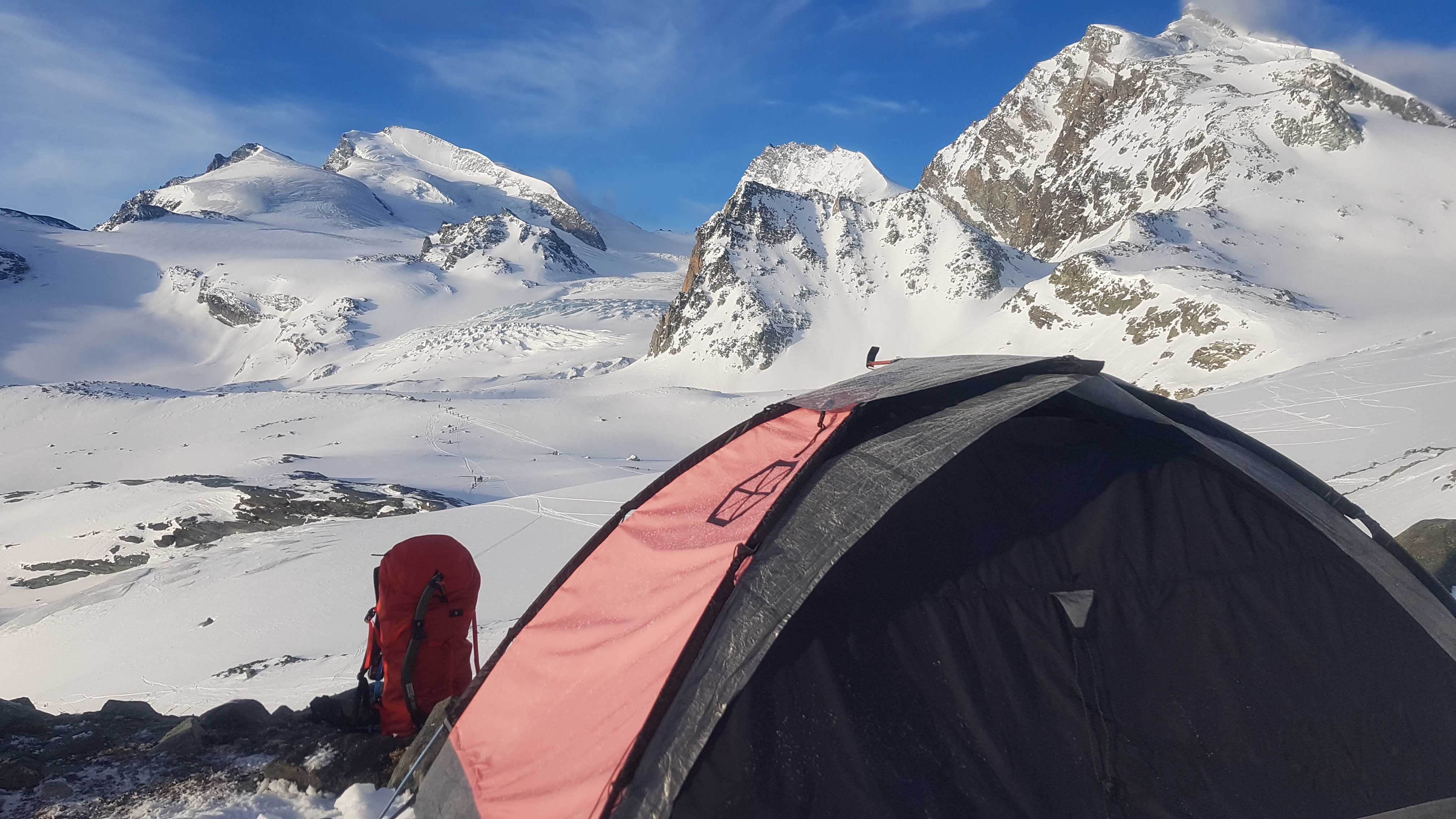 Strahlhorn, Rimpfischhorn und Allalinhorn im Winter