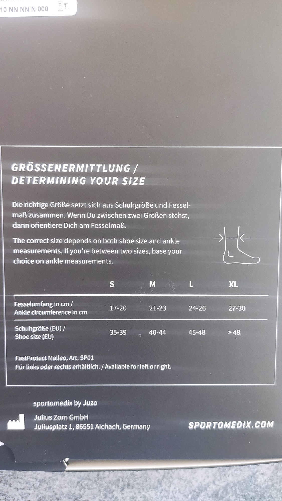 Größentabelle