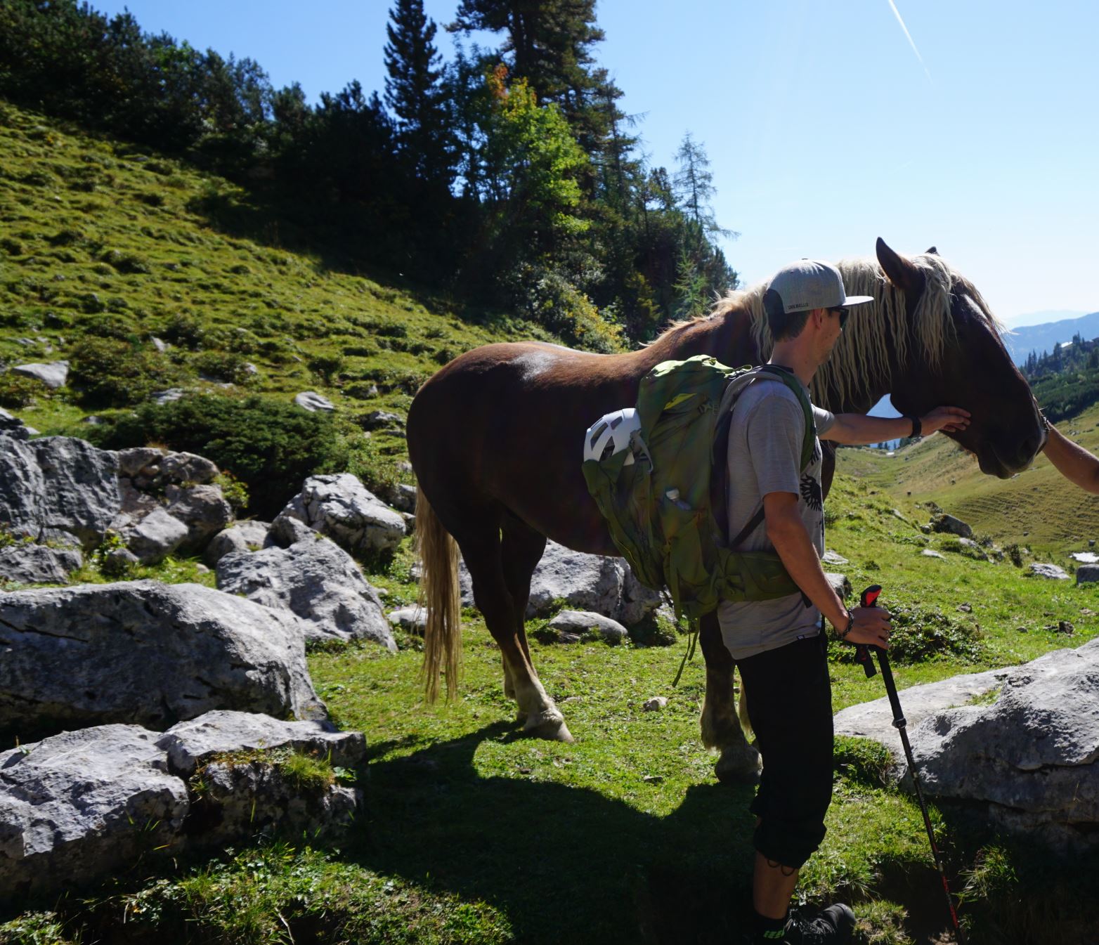 Abstieg mit Pferd