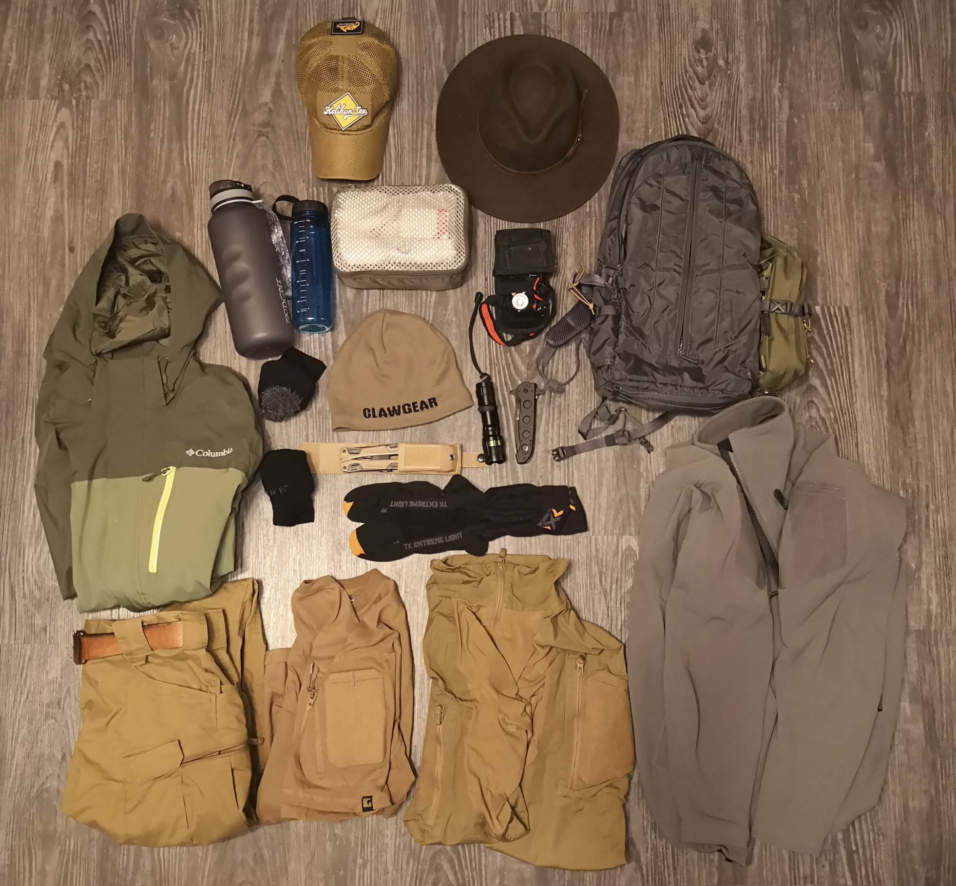 Ausrüstung im Rucksack