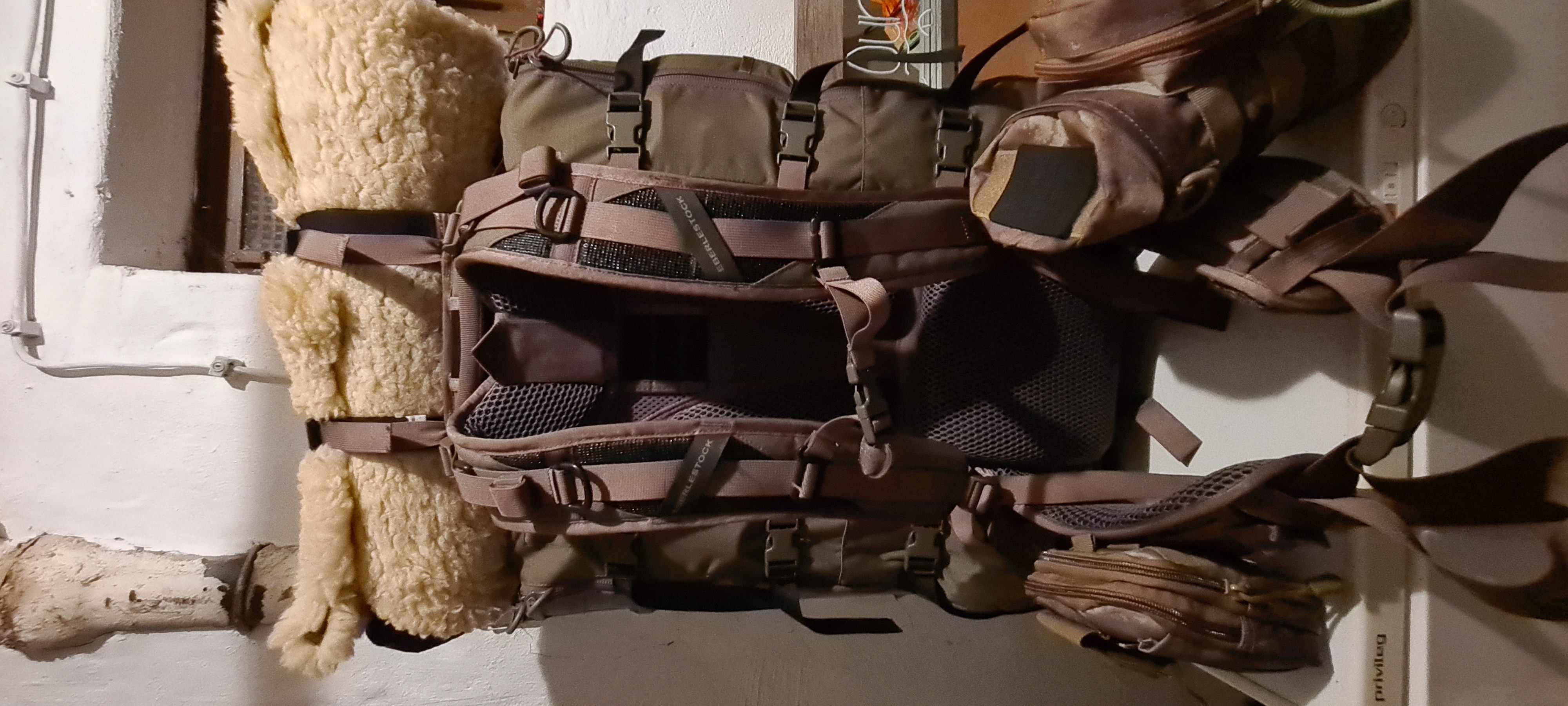 Kraxe mit verschieden Taschen