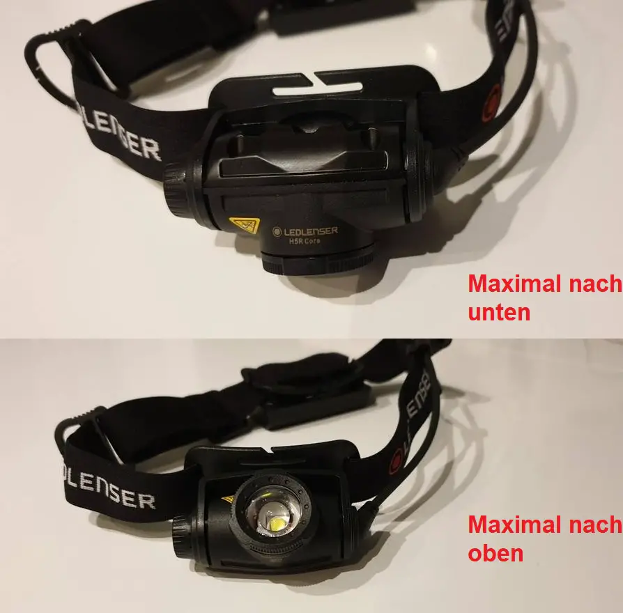 Ansicht minimale und maximale Lampenkopf-Position