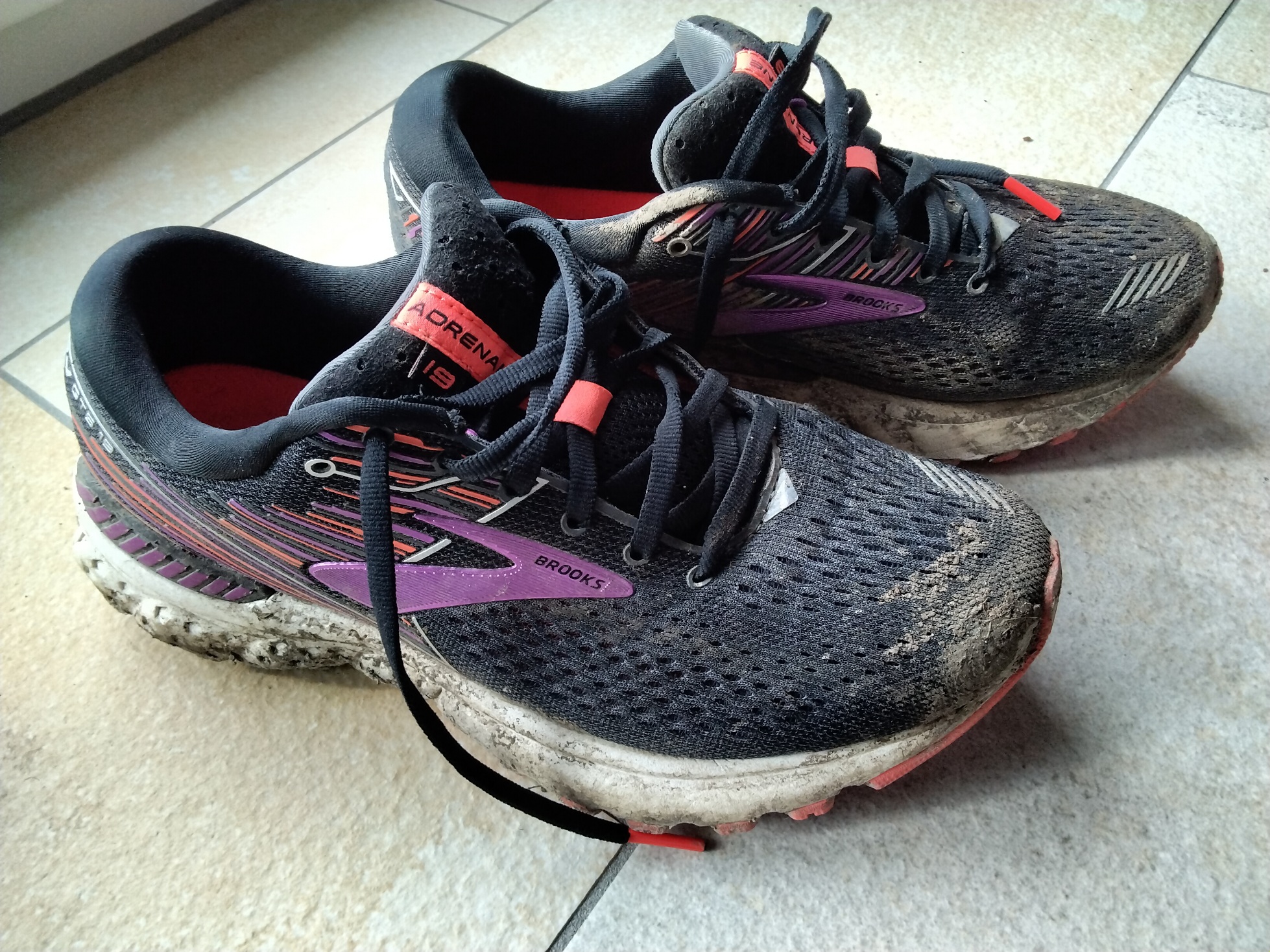 Meinem Brooks Adrenaline GTS 19 sieht man an, dass er viel im Einsatz ist 