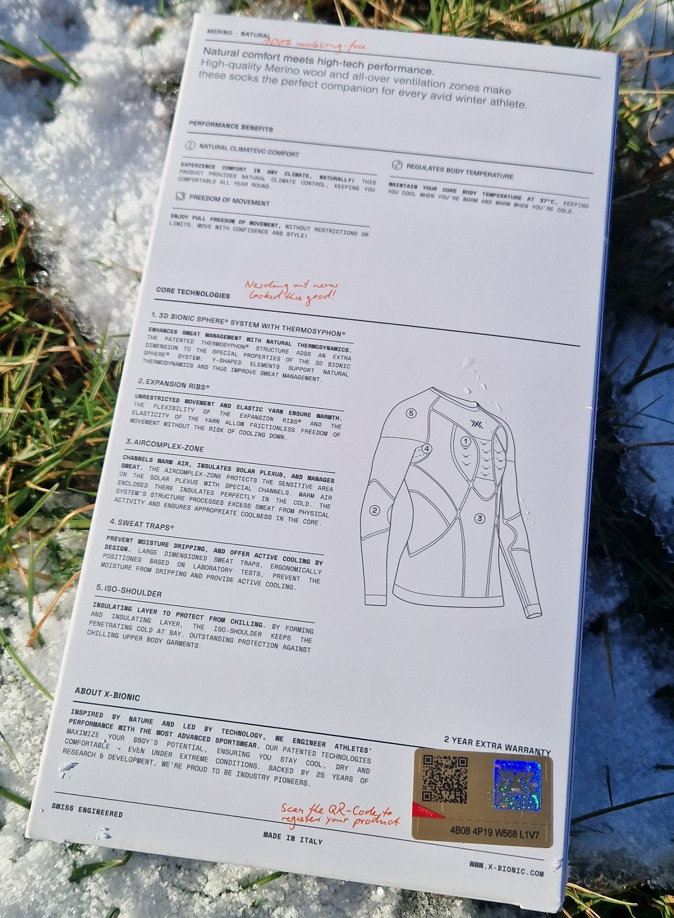 X-BIONIC-  Merino Baselayer Long Sleeve Shirt