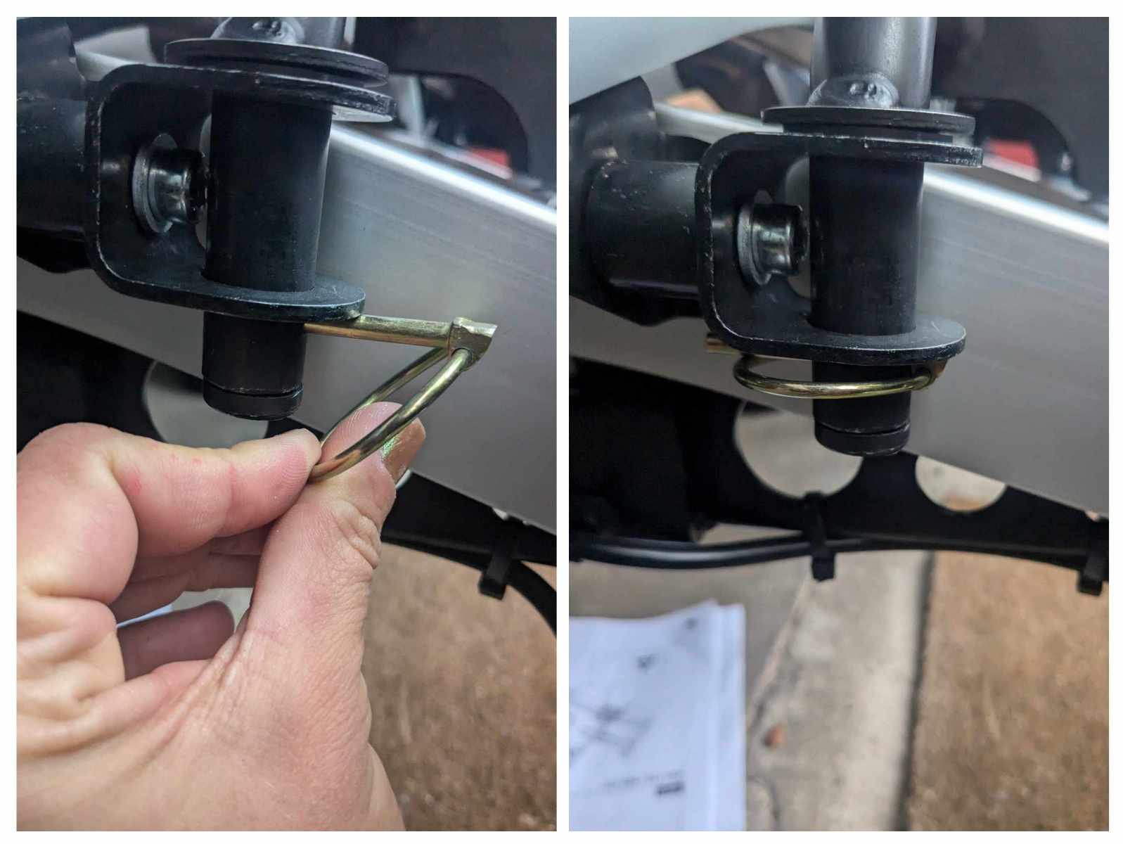 Man sieht die Befestigung mit den Splints