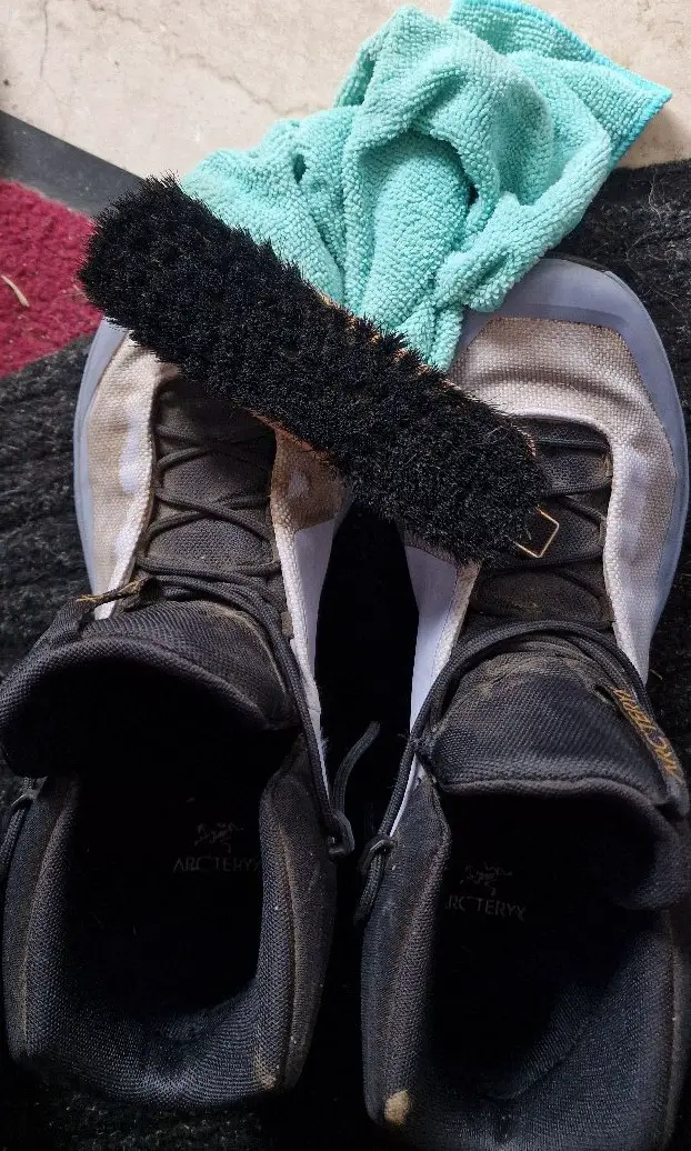 Mit einer guten Schuhbürste kann man groben, losen Schmutz gut entfernen ohne dem Schuh zu schaden.