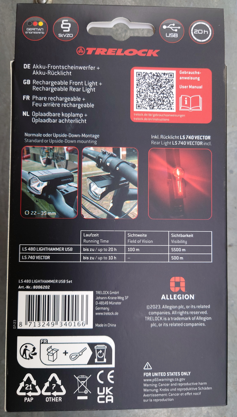 Verpackung hinten