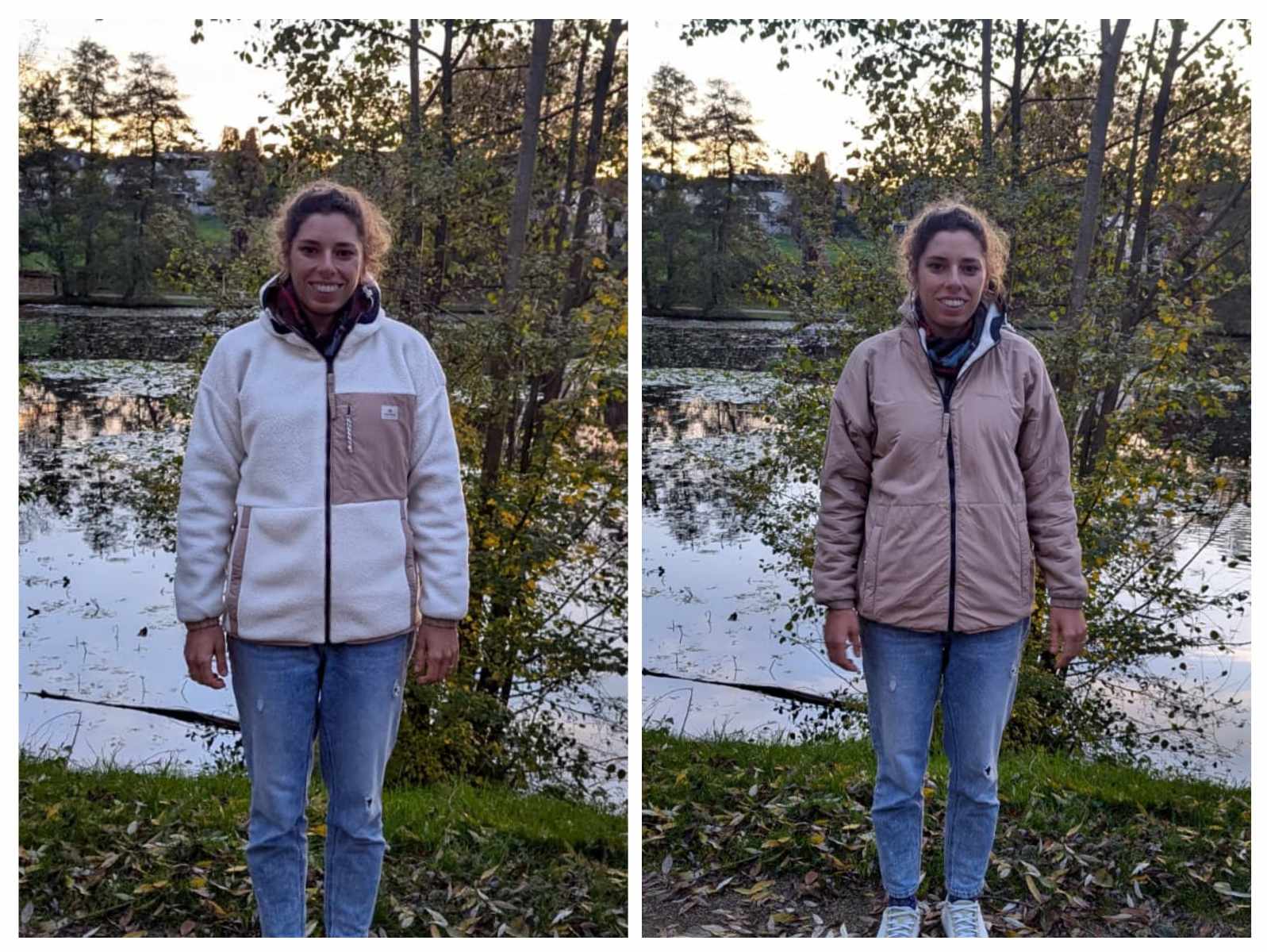Man siehr beide Seiten der Jacke als Collage 