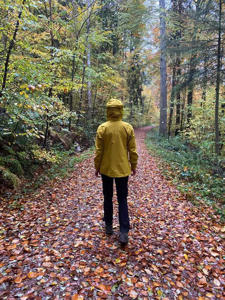 Man sieht die Jacke von hinten