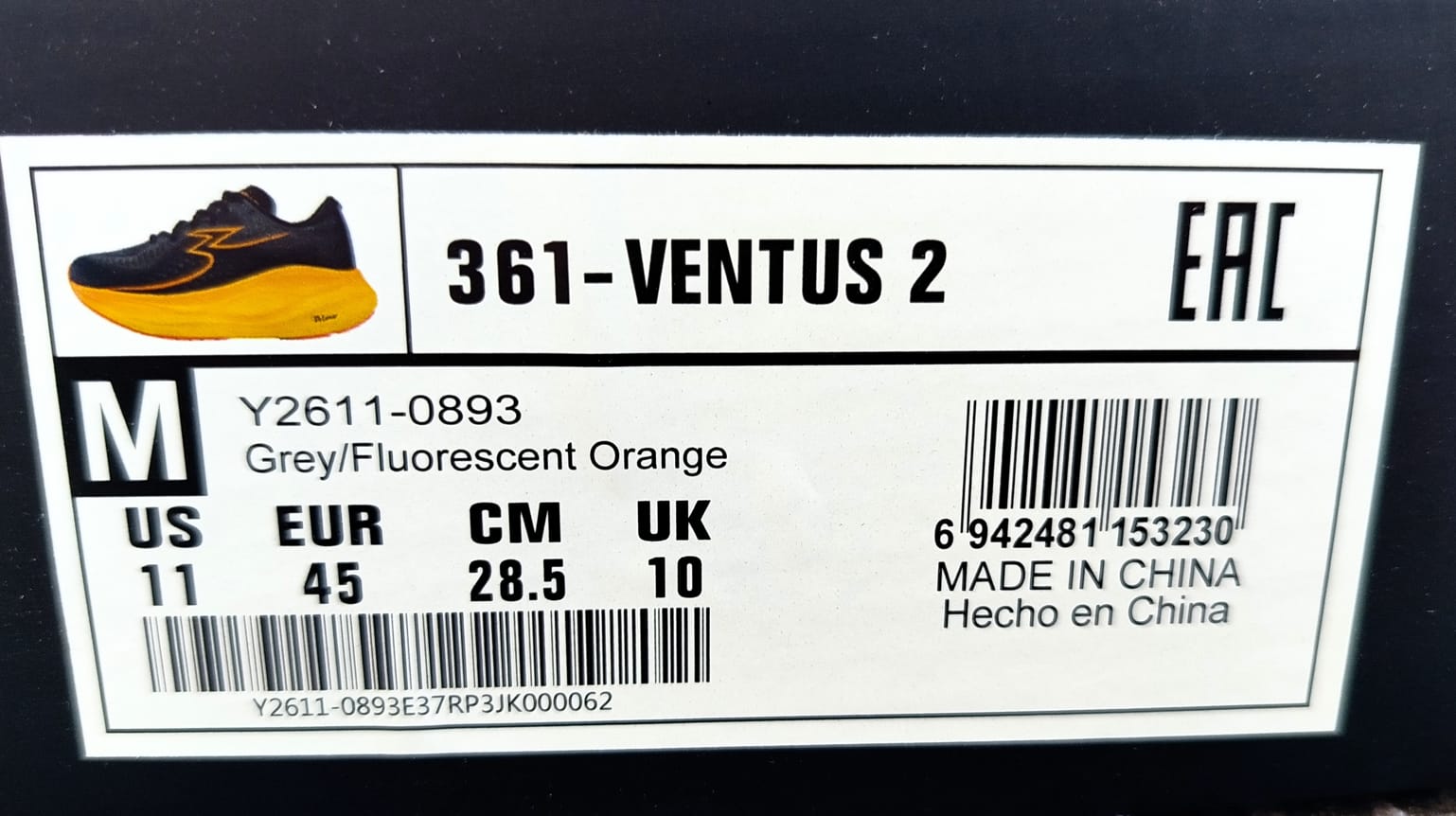 361° Ventus 2 Draufsicht auf Obermaterial und Schnürsenkel