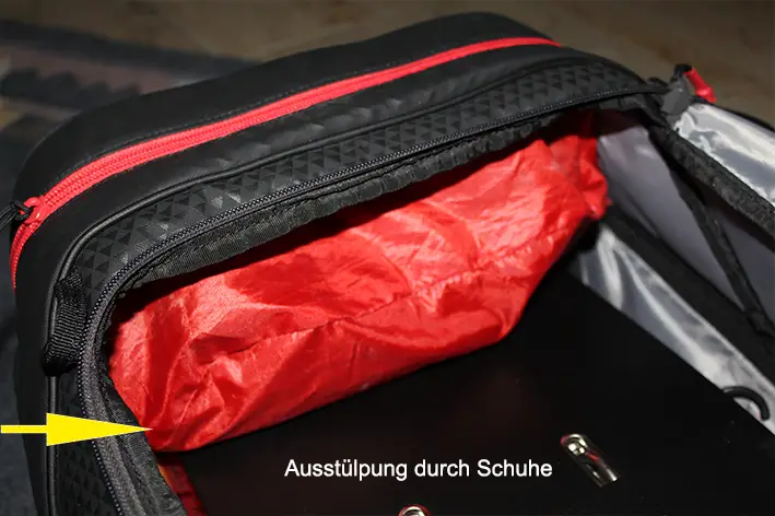 weniger Platz durch Benutzung des Schuhfaches