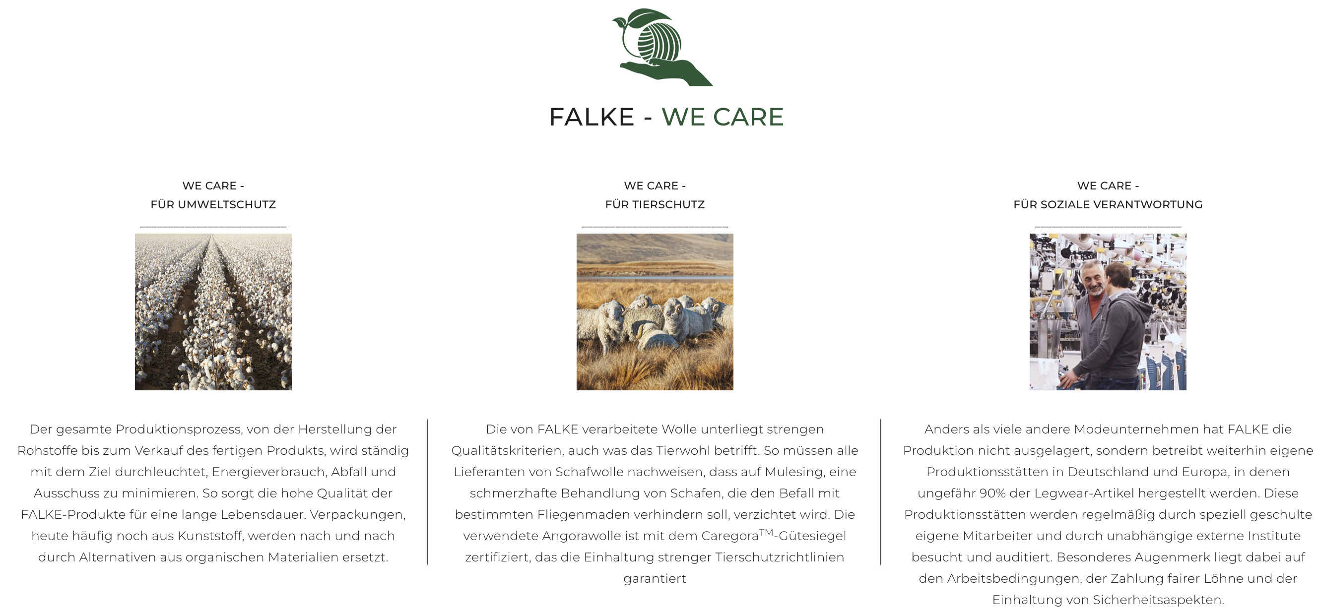 Nachhaltigkeitsversprechen von Falke, Quelle und weitere Informationen unter https://www.falke.com/de_de/inspiration/falke-we-care/