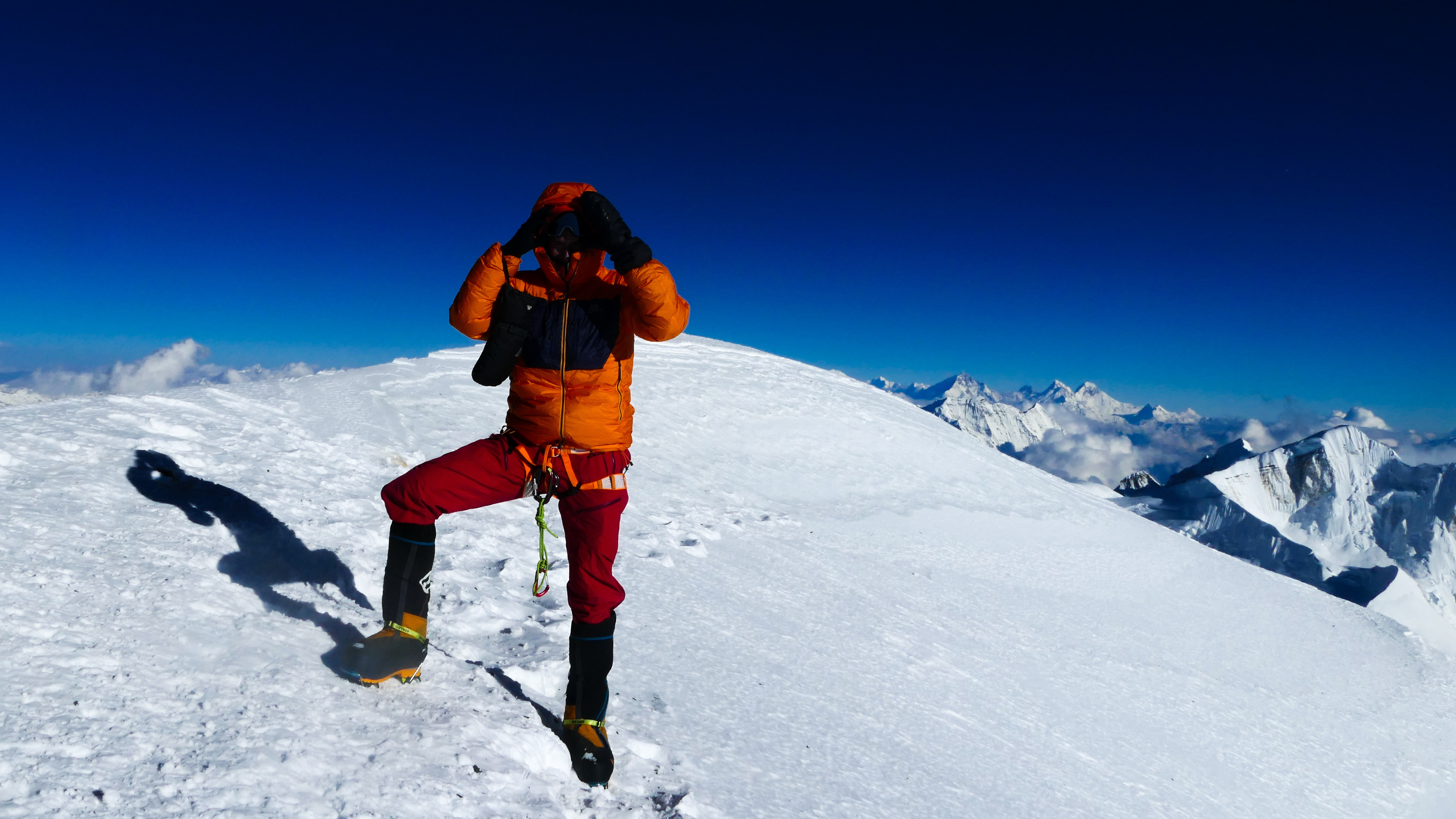 Die Jacke im Einsatz auf dem Gipfel des Himlung Himal 7.126m in Nepal