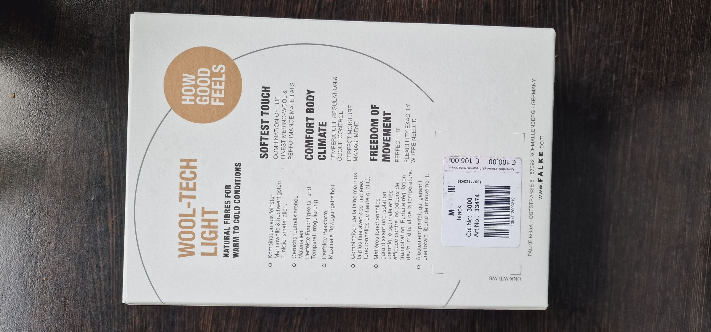 Informationen auf Vor- und Rückseite der Verpackung