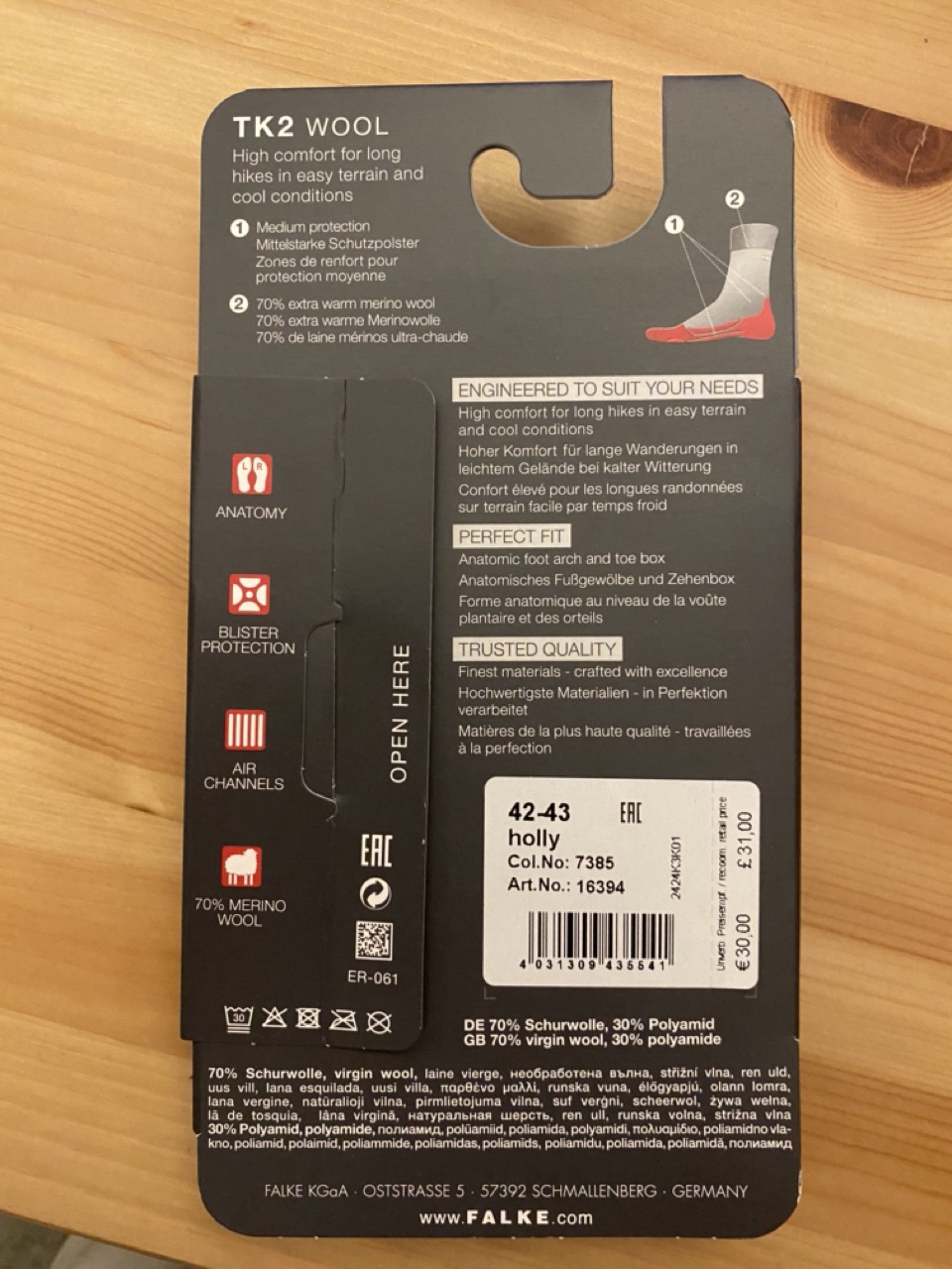 Daten auf Verpackung