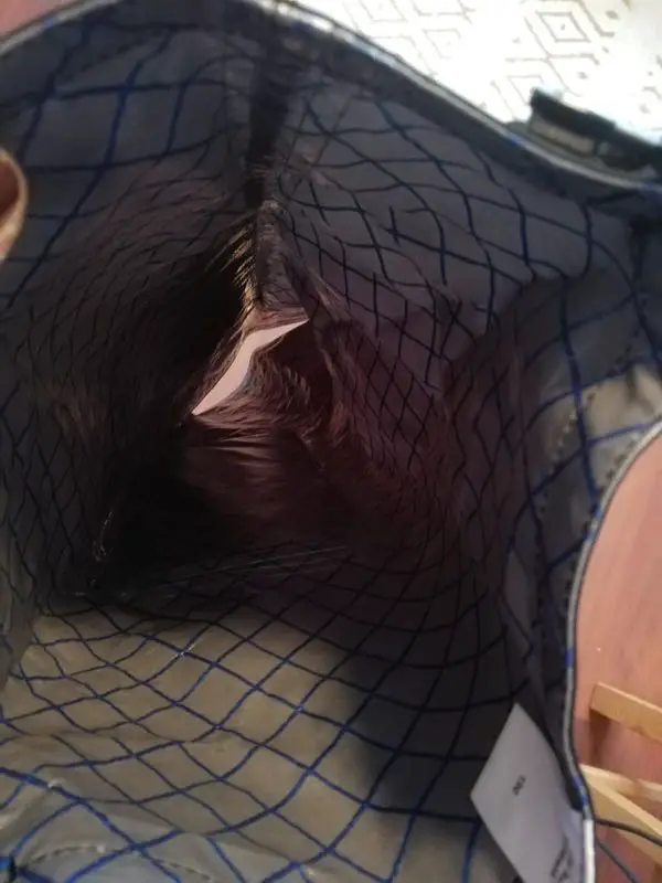 Man sieht die Tasche von innen