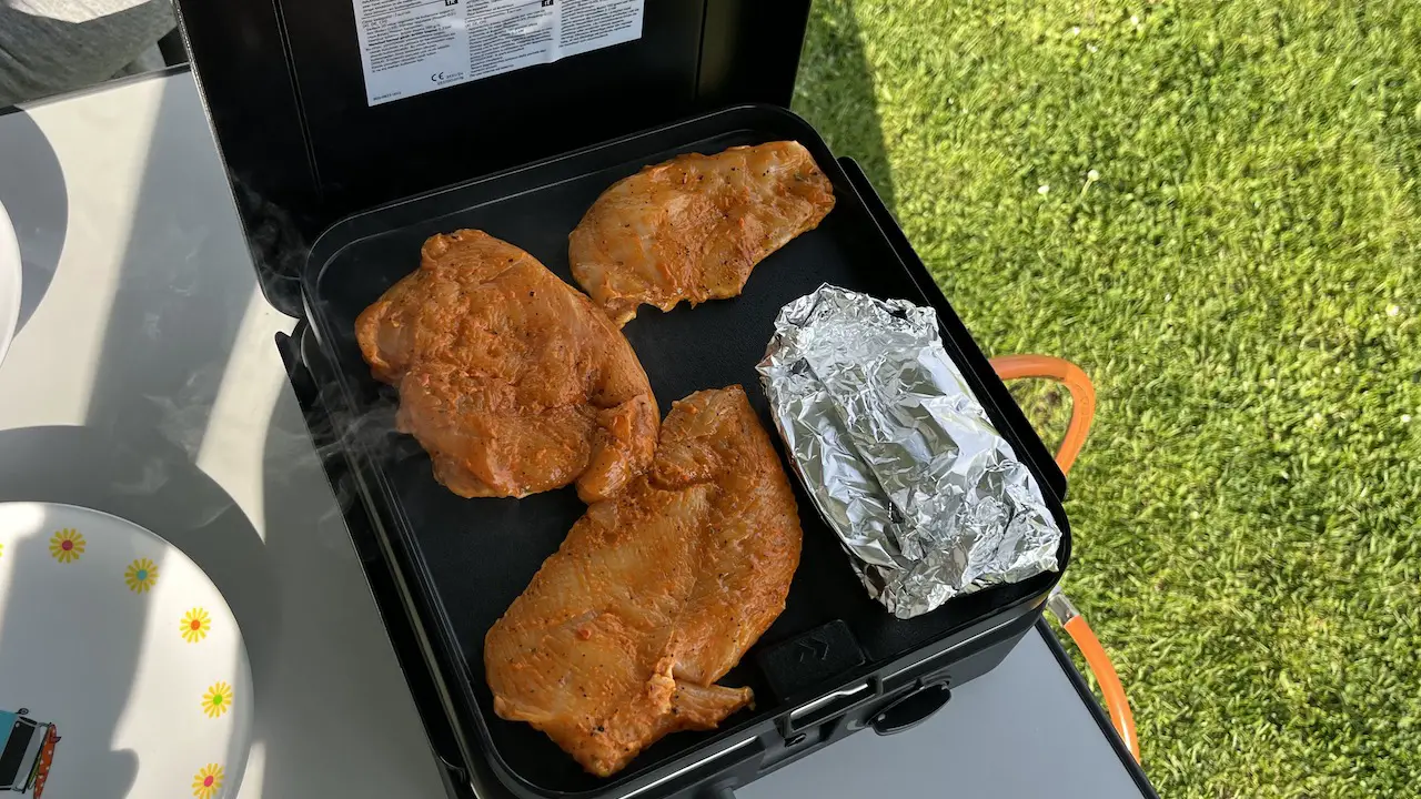 Draufsicht mit Grillgut