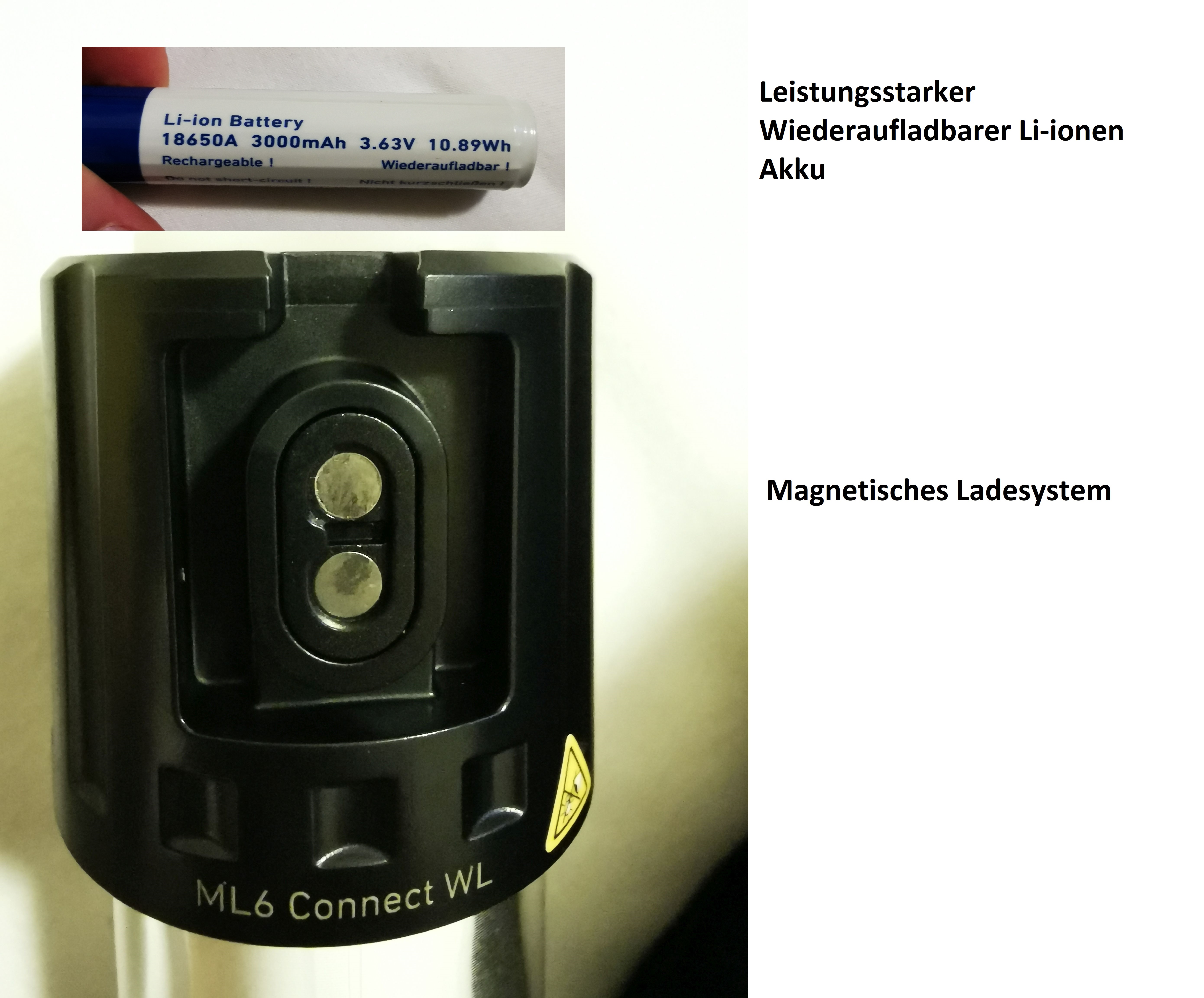 Mangetisches Ladesystem und Li-Ionen Akku